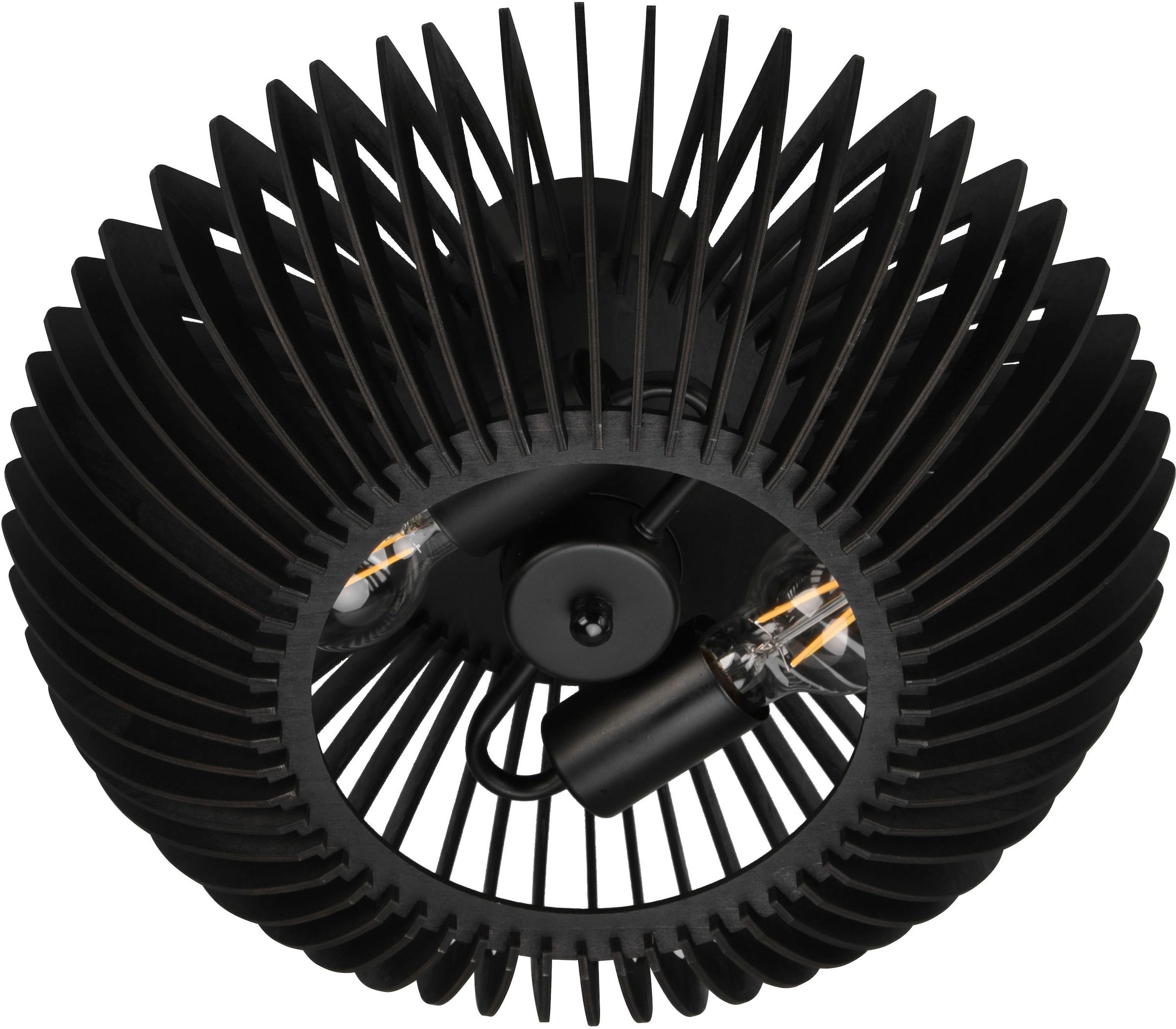 TRIO Leuchten Deckenleuchte »Colino«, 2 flammig, Leuchtmittel E27 | ohne Leuchtmittel, Schlafzimmer Deckenlampe mit Holzschirm Ø40cm exkl 2xE27 (max 40 Watt)