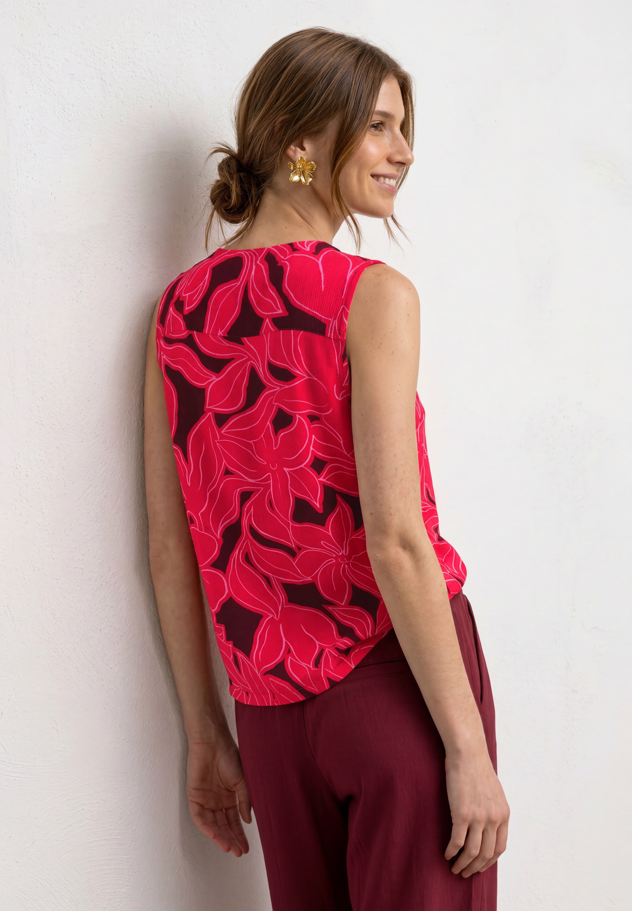 STREET ONE Shirttop Sommertop mit Strukturmix und Print