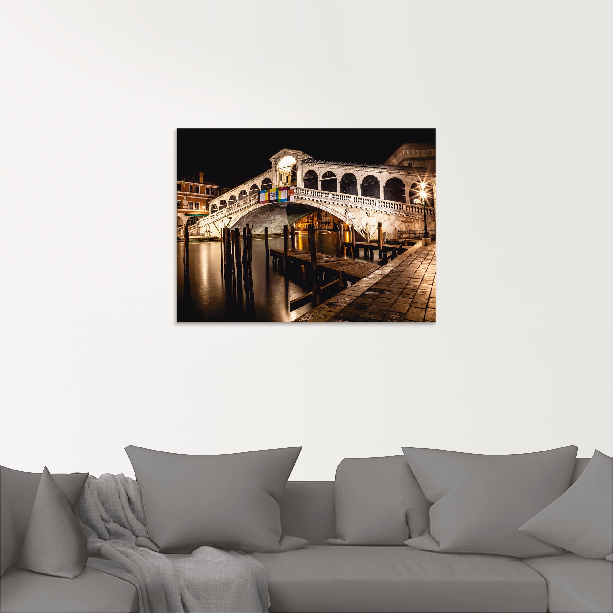 Artland Glasbild »Venedig Canal Grande & Rialto Brücke II«, Brücken, (1 St.), in verschiedenen Größen