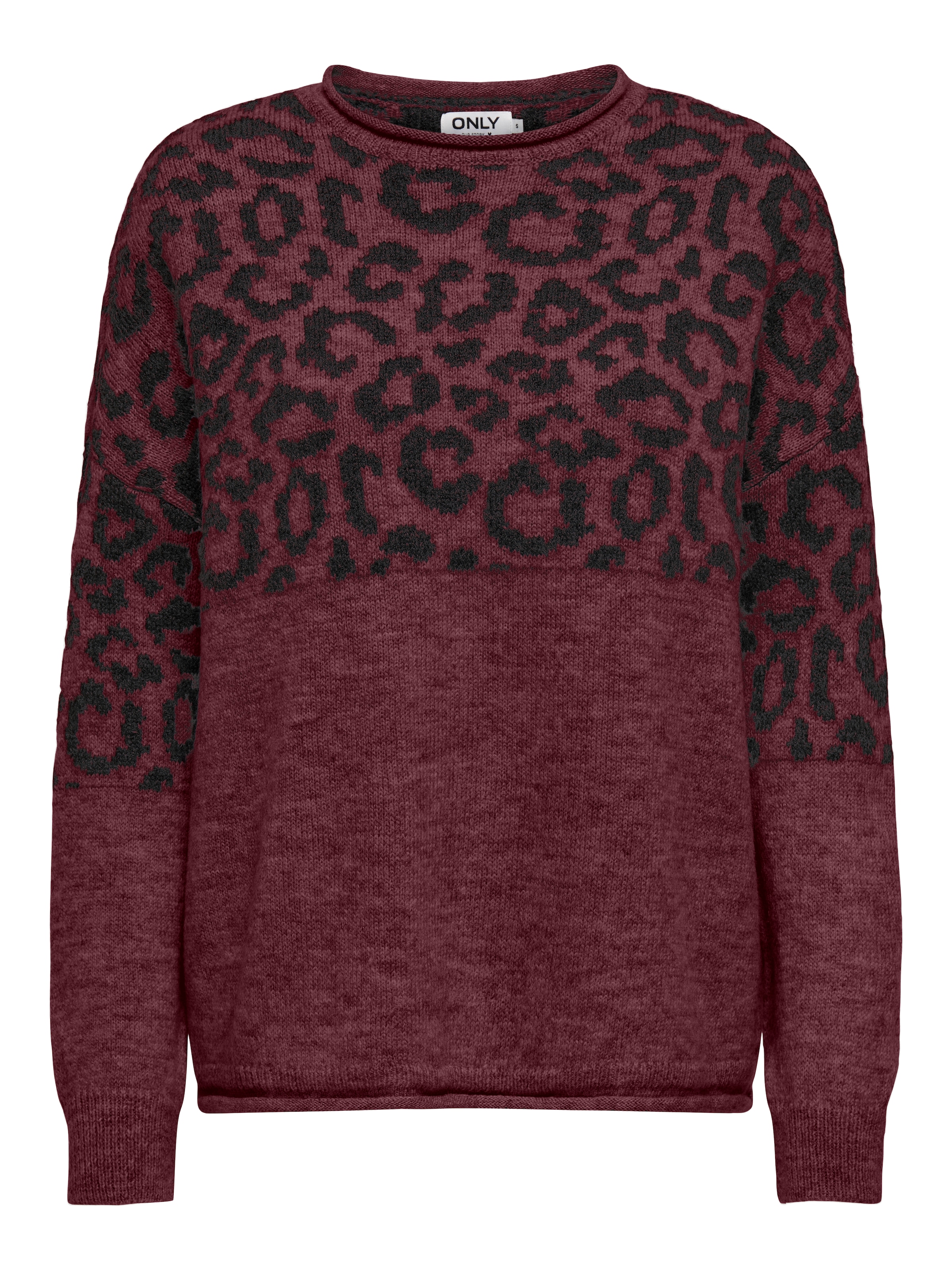 ONLY Rundhalspullover »ONLJADE ANIMAL LS O-NECK NOOS KNT« Kunstfaser, regular fit