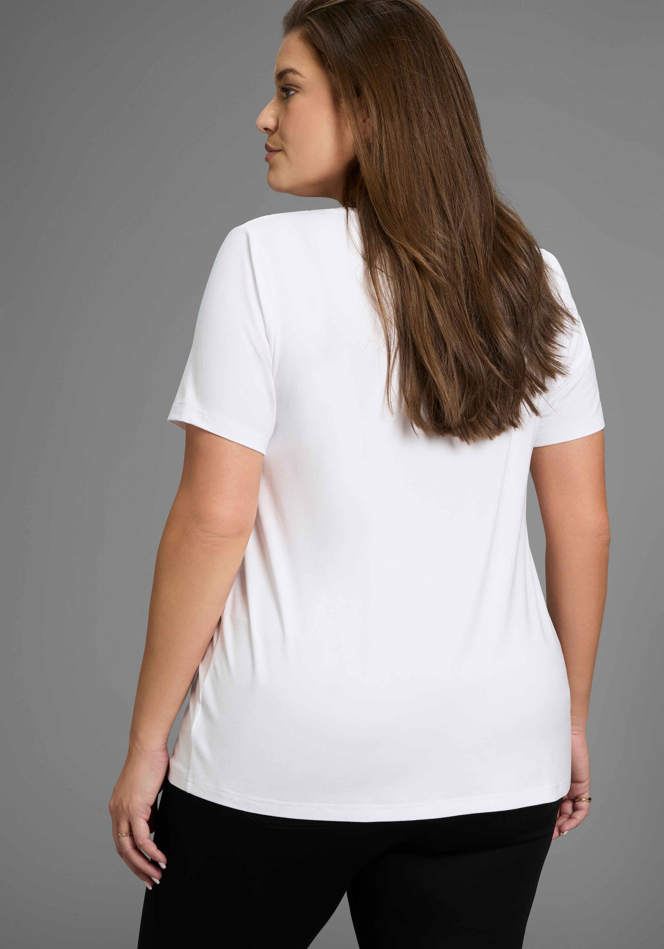 Laura Scott CURVE T-Shirt, mit V-Ausschnitt aus fließender Viskose - GROSSE GRÖSSE