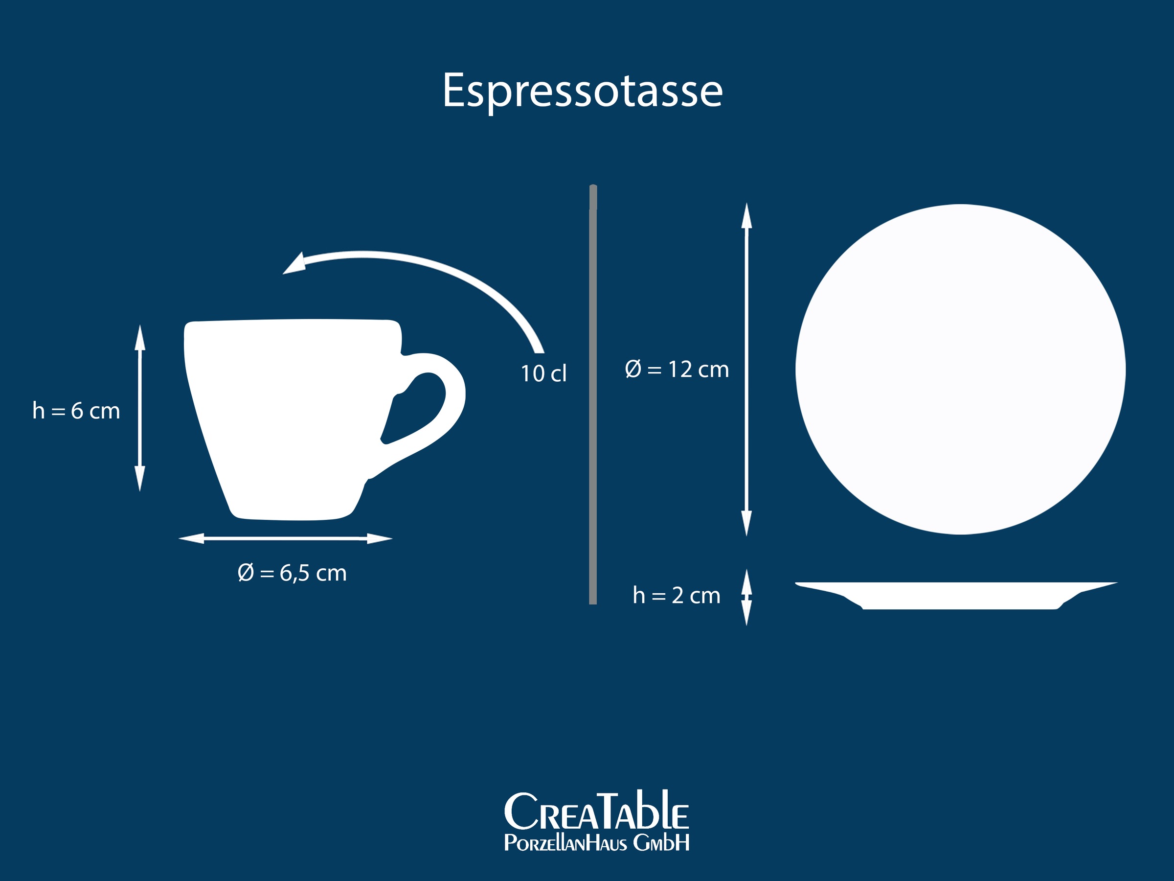 CreaTable Espressotasse »Nature Collection Mediterran, Espresso-Set, 8-tlg.« Handwerklicher Look, Vintage