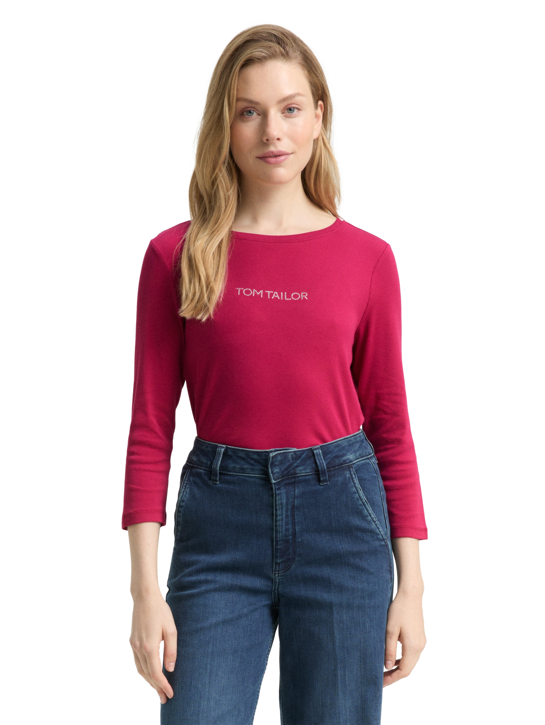 TOM TAILOR 3/4-Arm-Shirt mit Logo Schriftzug
