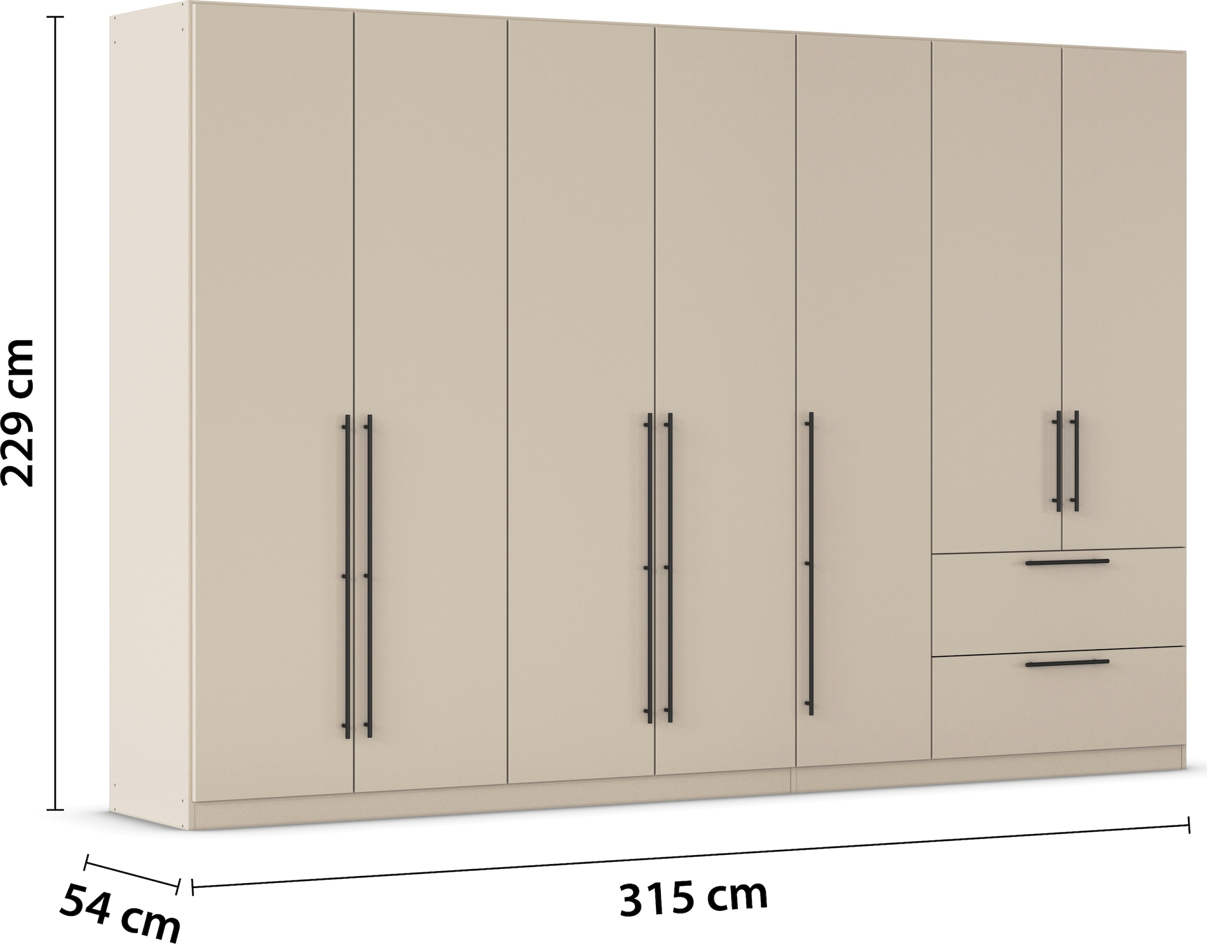 rauch Kleiderschrank »Drehtürenschrank Schrank Garderobe Wäscheschrank Schlafzimmer AVOLA«, (in 3 verschiedenen Ausstattungen BASIC/CLASSIC/PREMIUM), mit hochwertigen Stangengriffen aus Metall in Schwarz MADE IN GERMANY