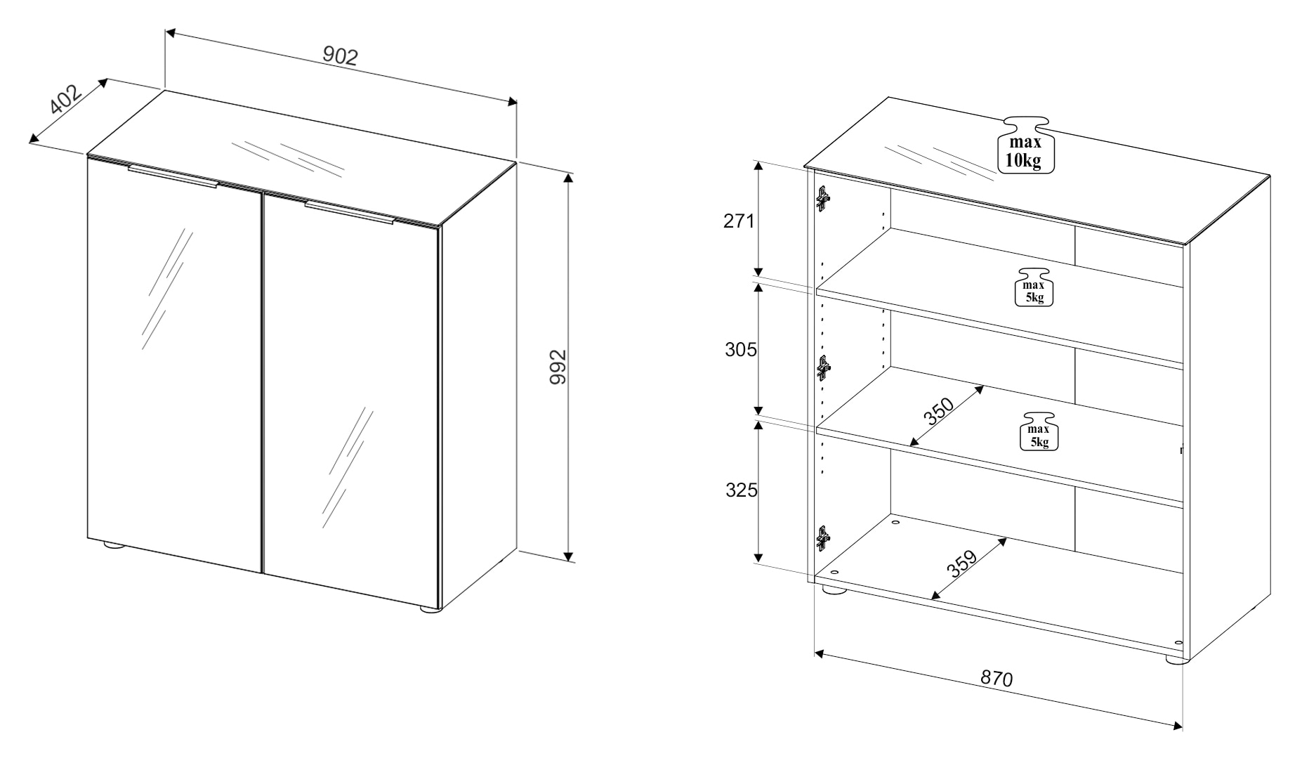 HBZ Kommode »Santorin, BxHxT 90x99x40 cm« 1 Stk. tlg. Breite 90cm, Softclose für Türen, Melaminbeschichtung