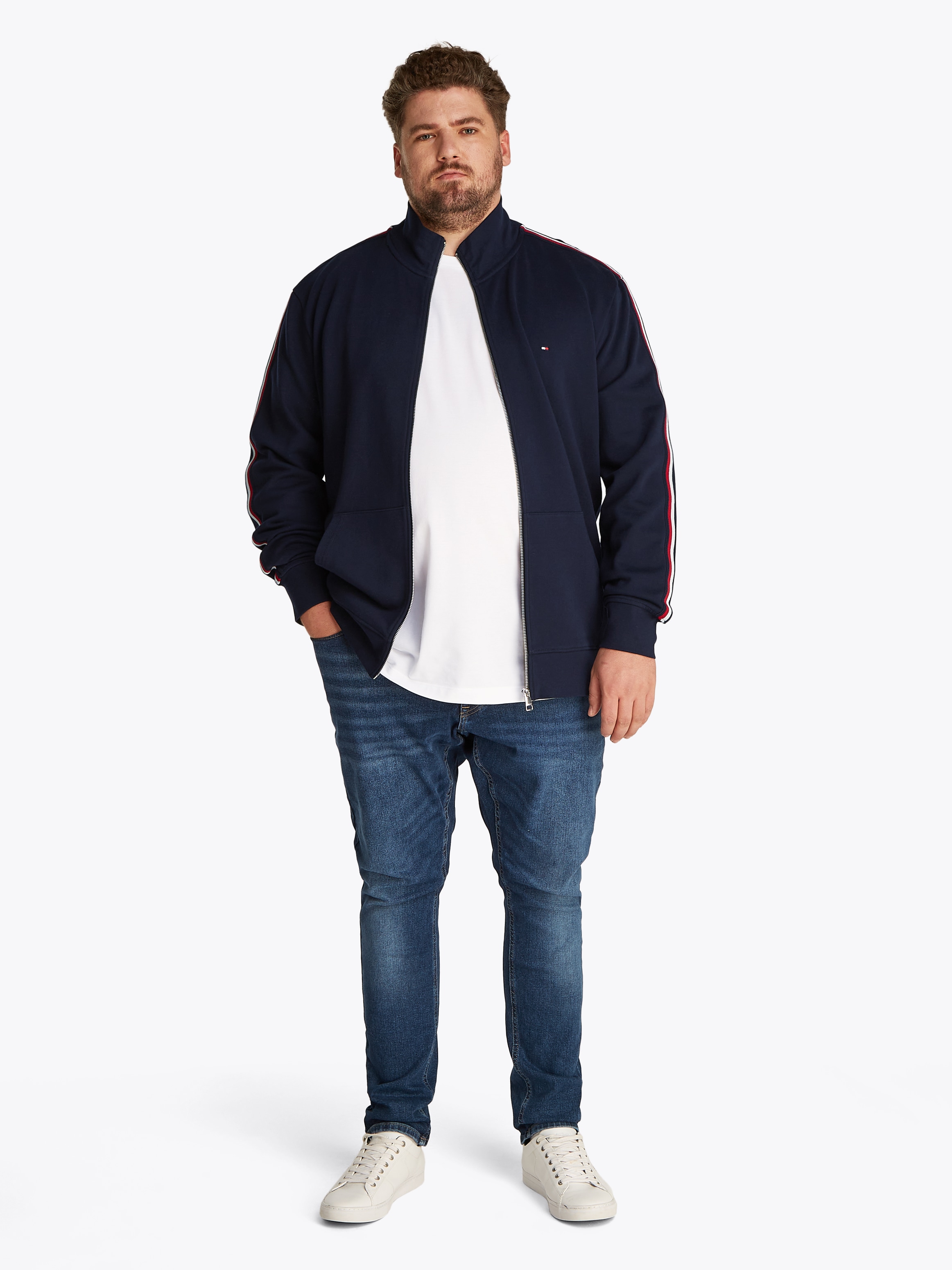 Tommy Hilfiger Big & Tall Sweatjacke »BT-GLOBAL STRIPE STAND COLLAR-B«, Große Größen