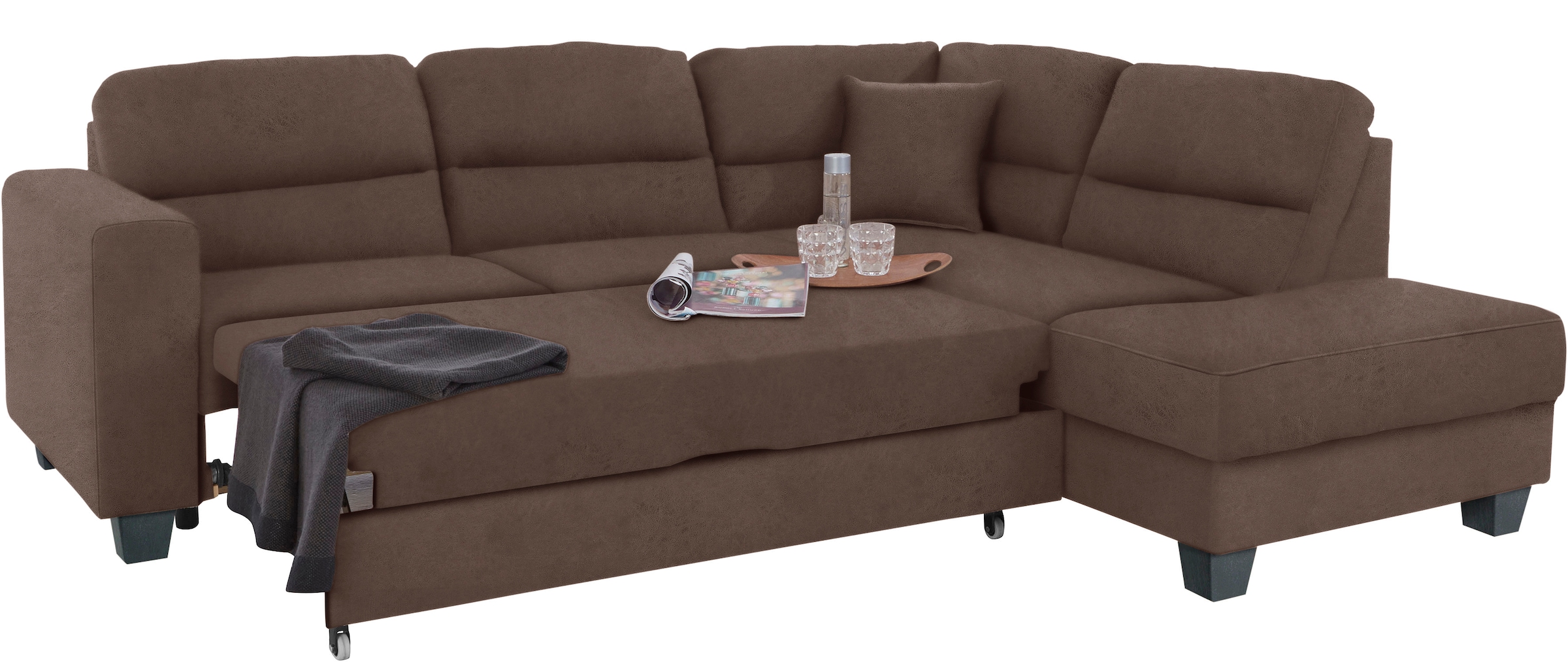 TRENDMANUFAKTUR Ecksofa »Chamber, zeitlos und modern, hoher Sitzkomfort, L-Form«, wahlweise mit Schlaffunktion