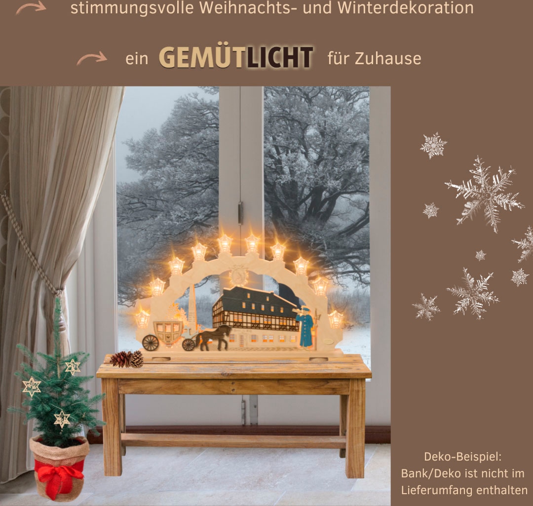 Weigla Schwibbogen »Zwönitz, Lichterbogen aus Holz, Fachwerkhaus«, Erzgebirge garantiert, Weihnachtsdeko Innen, Weihnachtsbeleuchtung