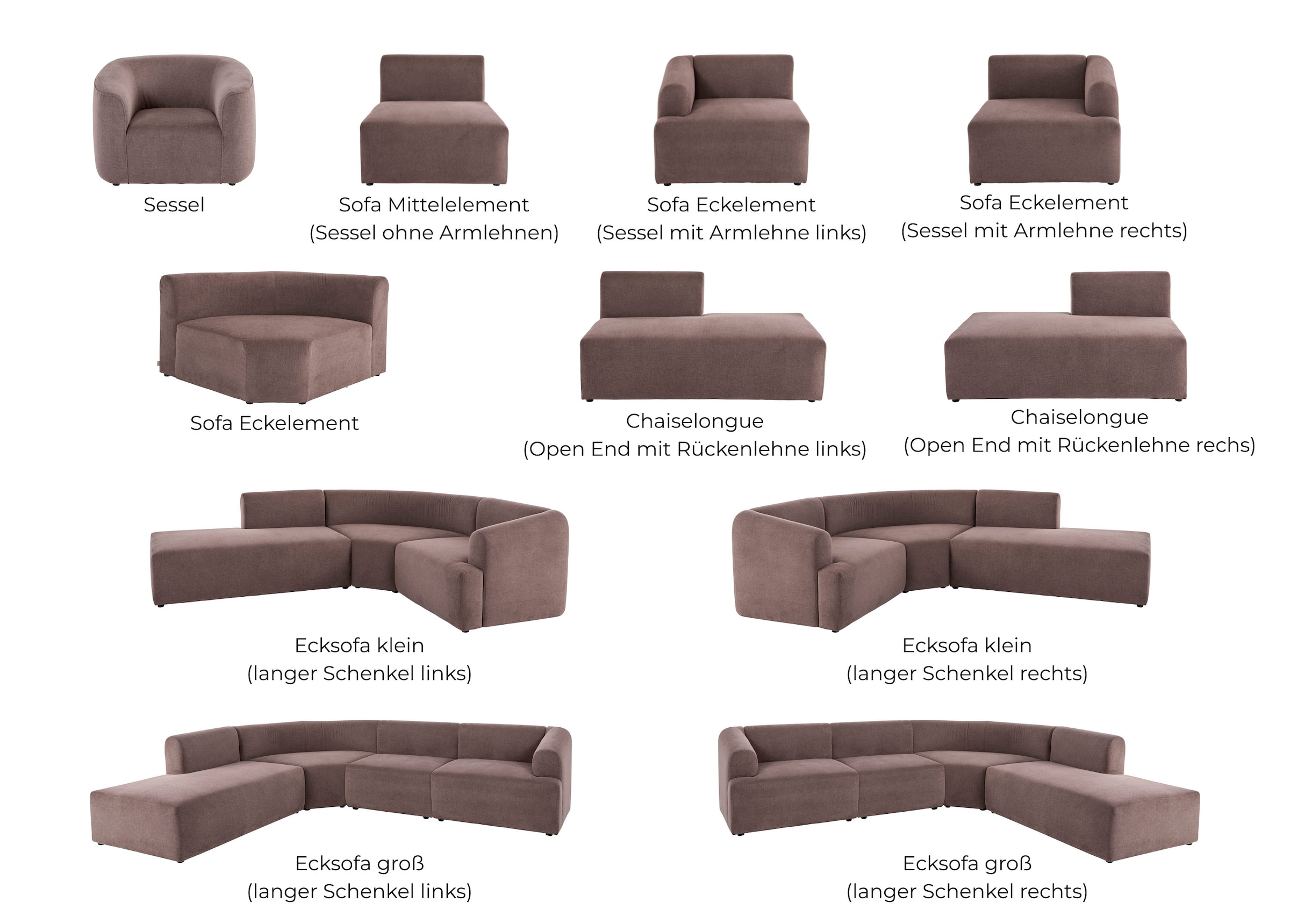 LeGer Home by Lena Gercke Sessel »LYZA Sofa-Mittelelement, Maße B/T/H: 76/96/74 cm« als Modul oder separat verwendbar, für individuelle Zusammenstellung