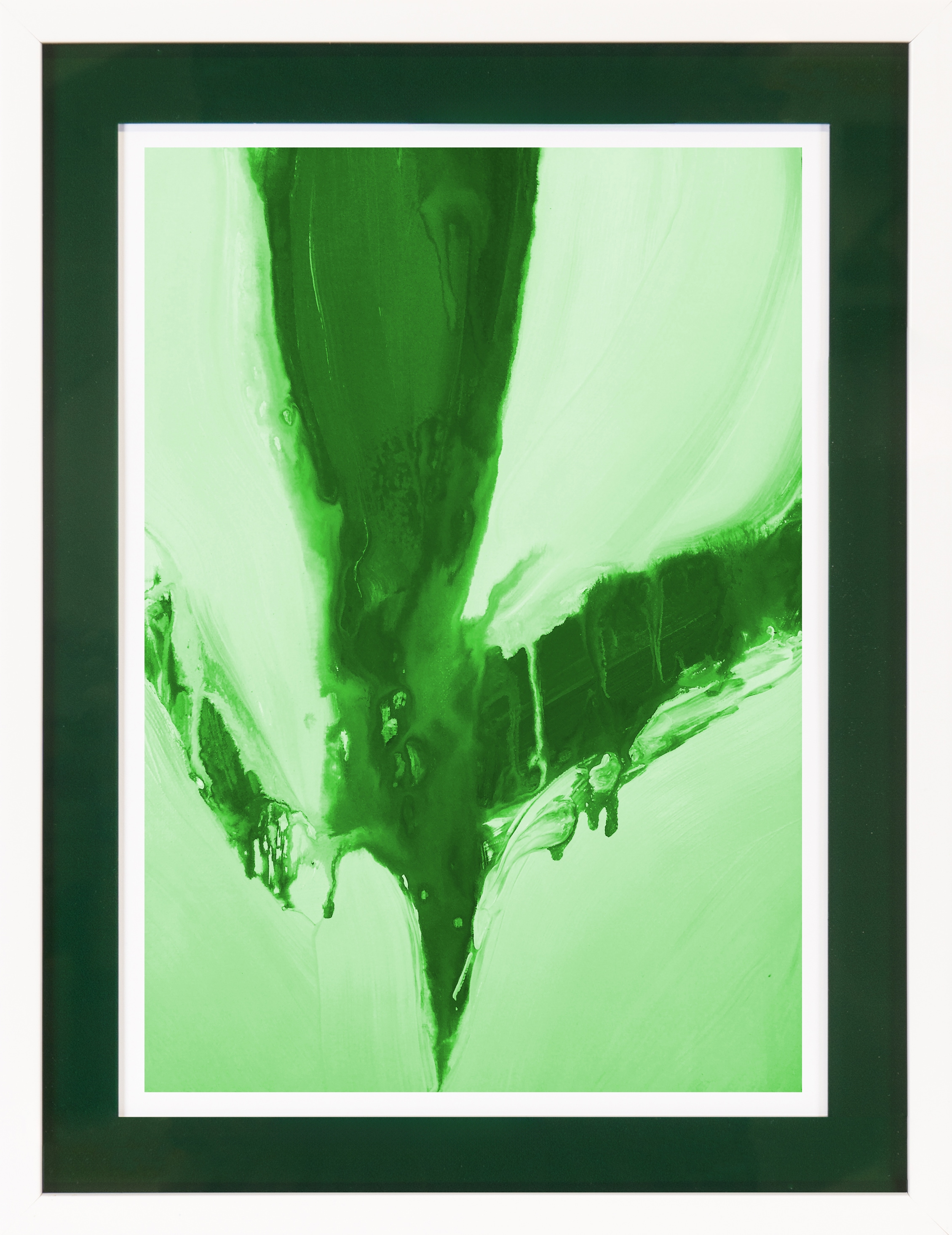 queence Bild mit Rahmen »Abstrakt, dunkelgrün«, Abstrakt-Abstrakte-Kunst, (1 St.), Poster mit buntem Acrylglas Passepartout