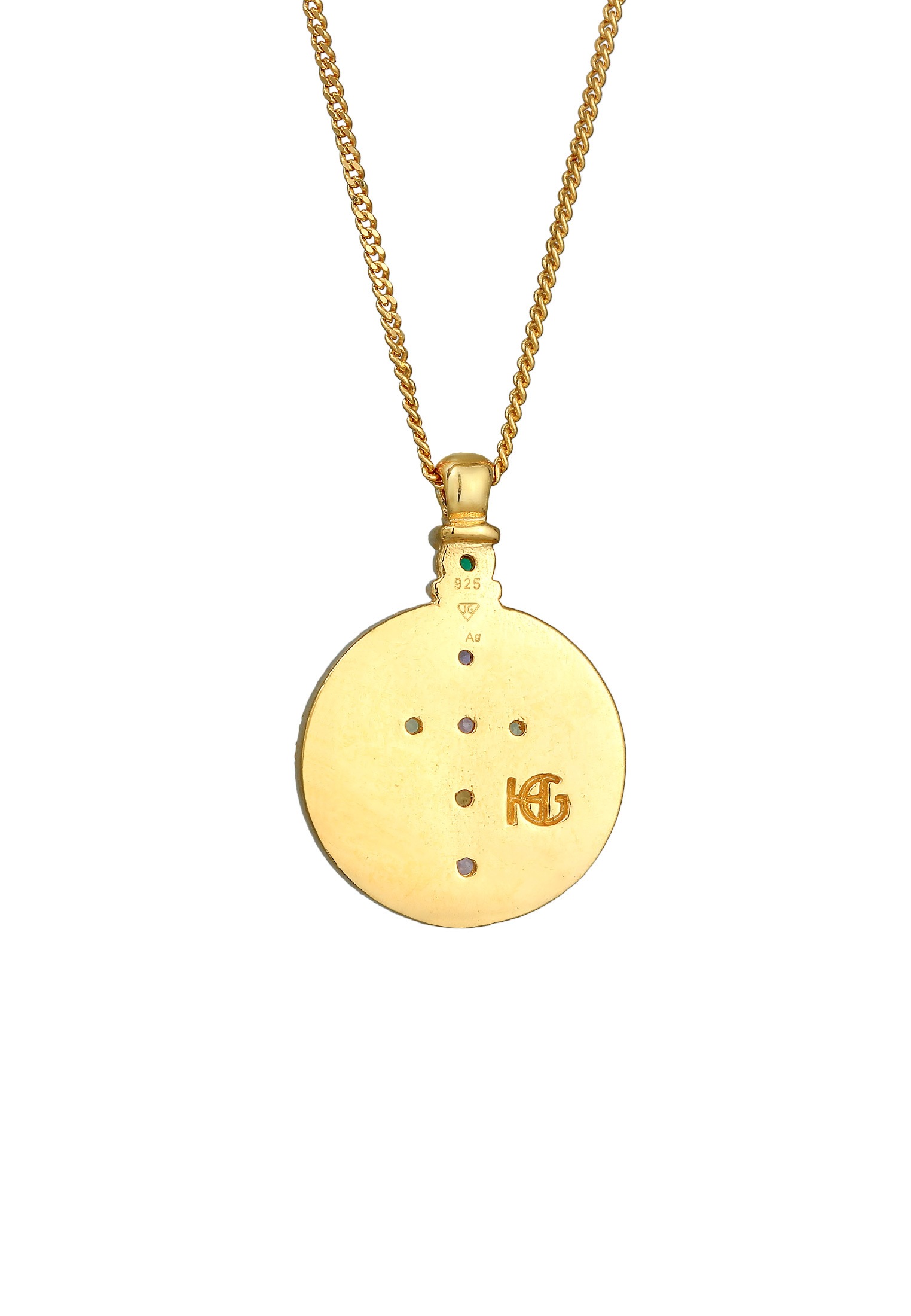 HAZE & GLORY Kette mit Anhänger »Halskette Kreuz Münze Vintage Edelsteine 925 Silber«