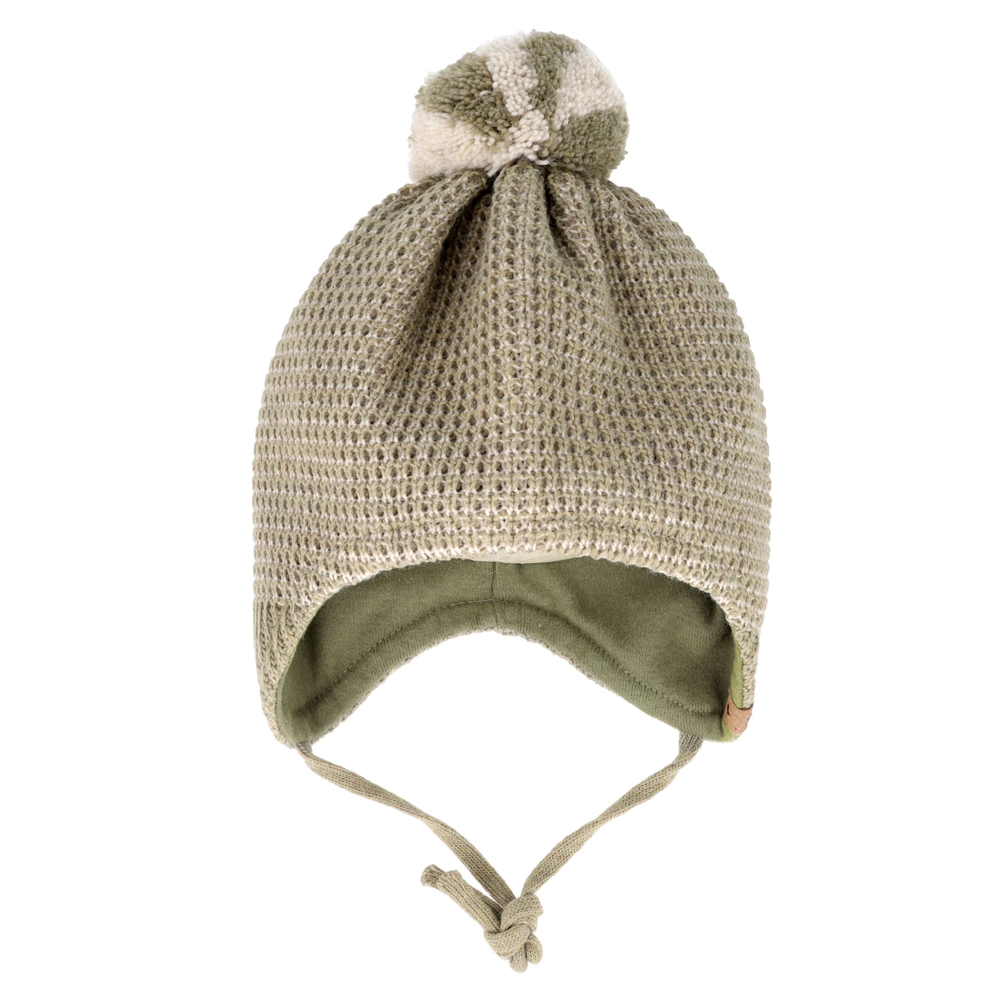 MAXIMO Strickmütze Wollanteil, gefüttert, zum Binden, mit Bommel
