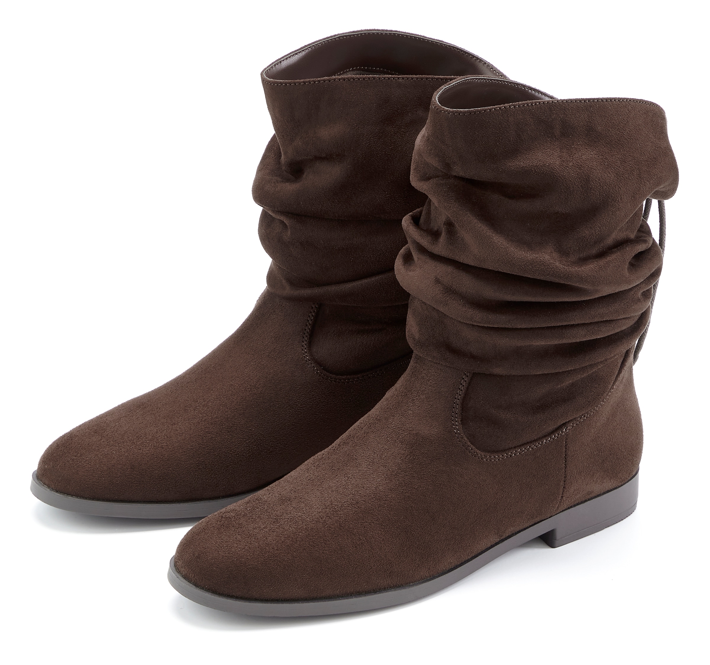 LASCANA Stiefel »Stiefelette, Slouchy Boots,«  NEU mit Gummi-Kordelzug, in zwei verschiedenen Längen tragbar VEGAN
