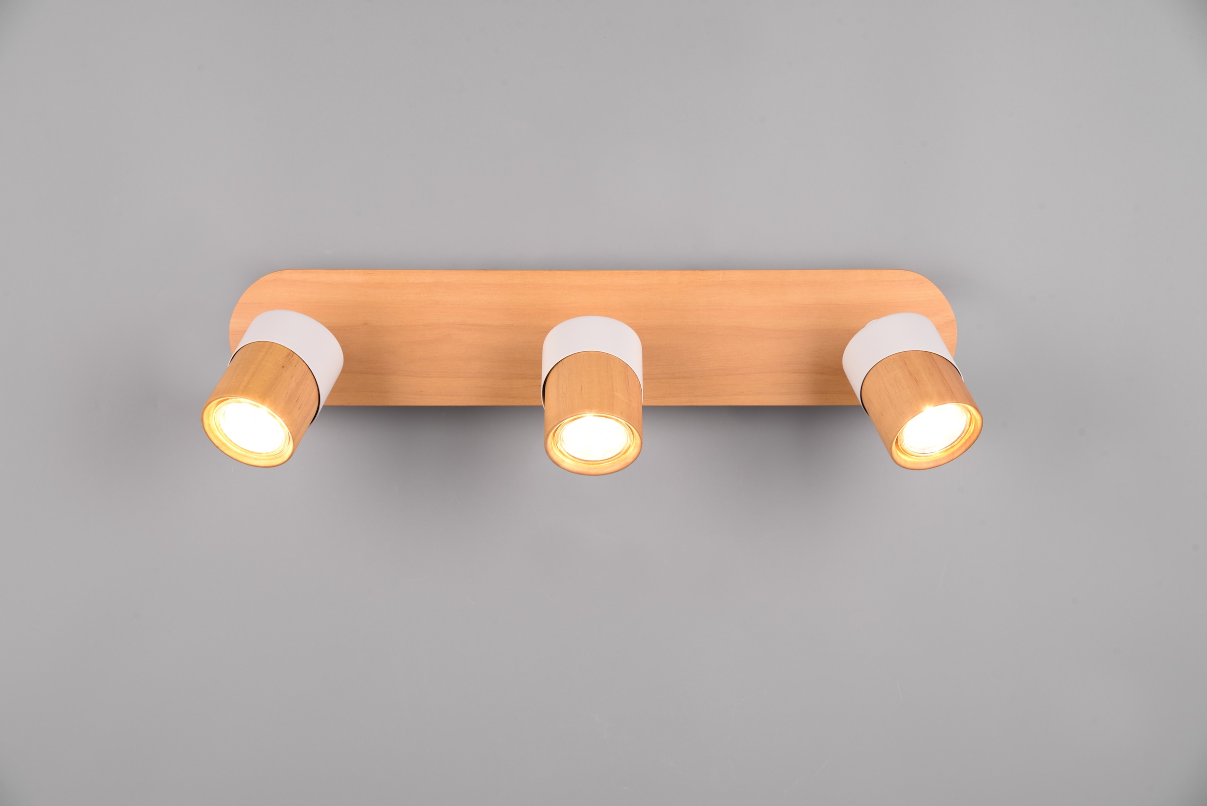 TRIO Leuchten Deckenstrahler »ARUNI, Spot 3-flammig Wandspot Deckenspot exkl 3x GU10 max 10W«, 3 flammig, Leuchtmittel GU10 | Leuchtmittel wechselbar, Deckenstrahler mit Materialmix Holz / Metall für Küche Flur Wohnzimmer