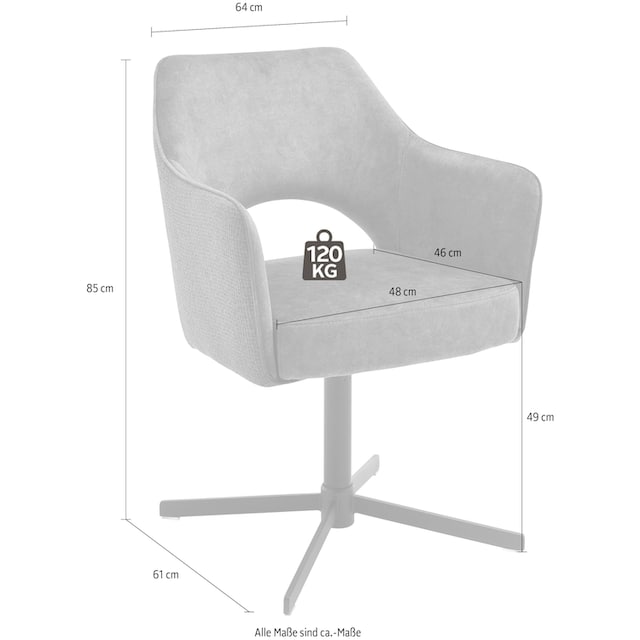 MCA furniture Esszimmerstuhl »Valetta«, (Set), 2 St., Stoffbezug, 360°  drehbar mit Nivellierung, belastbar bis 120 Kg auf Rechnung kaufen