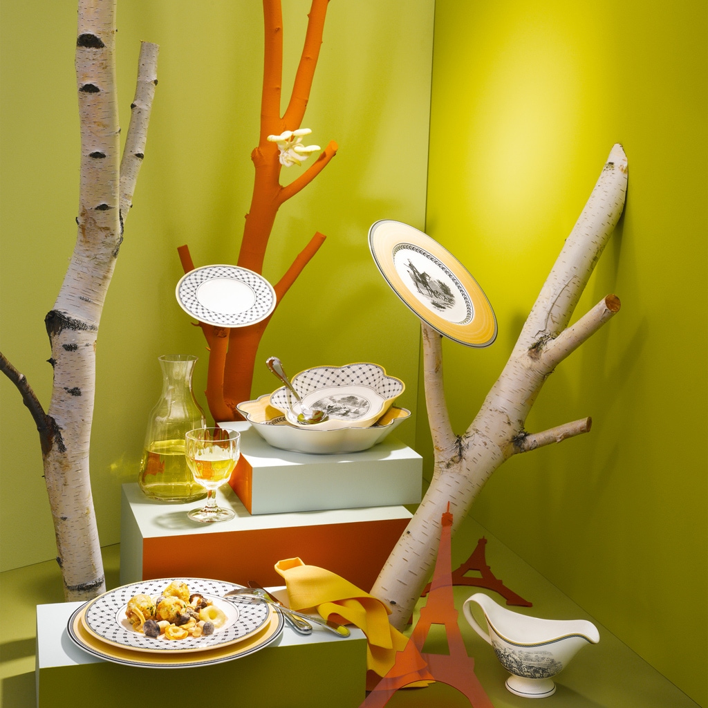 Villeroy & Boch Frühstücksteller »Frühstücksteller Audun Promenade ø 21,6 cm weiß-grau-gelb«