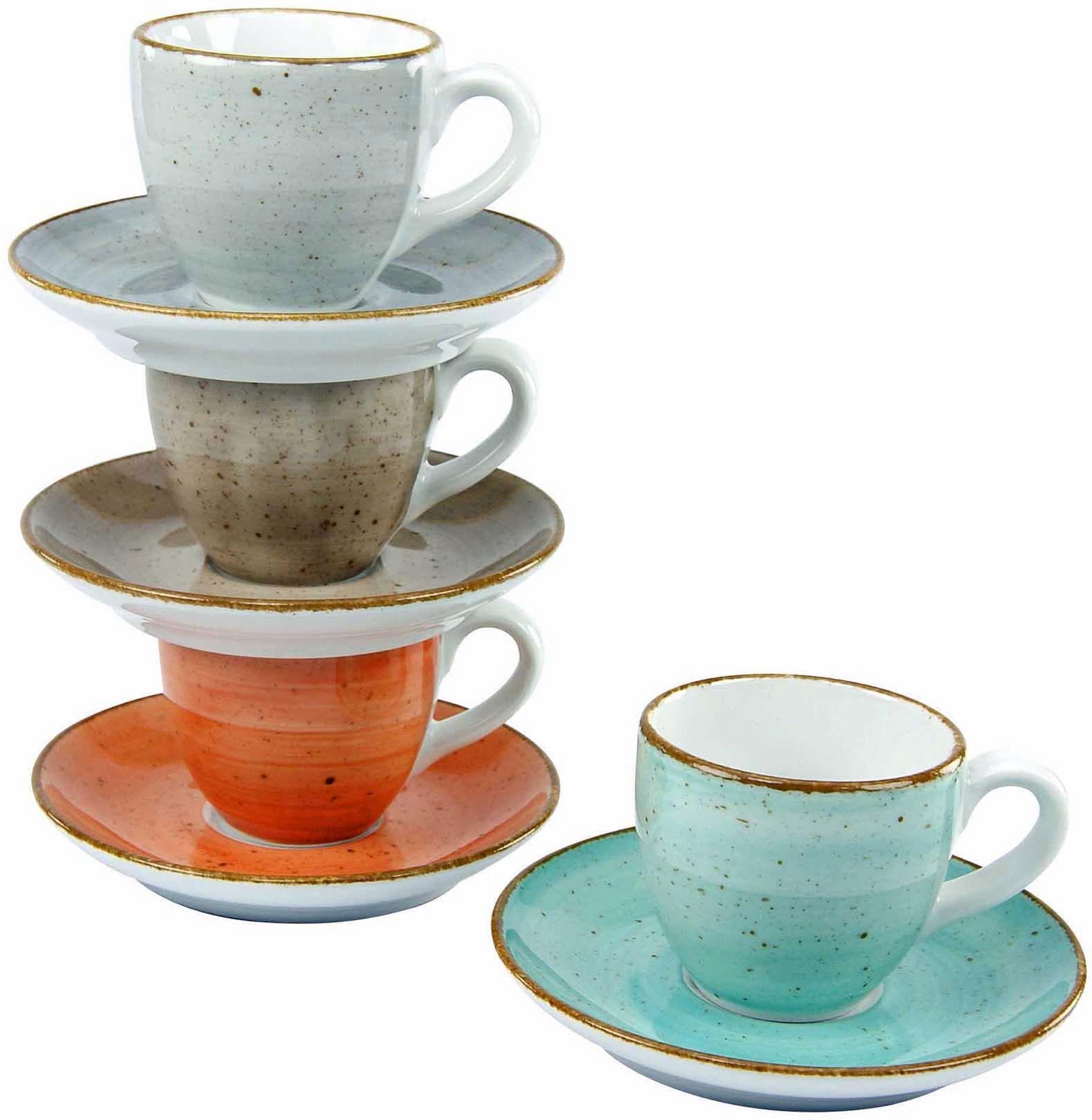 4 4 Tassen, mit Garantie Jahren tlg.), VINTAGE CreaTable Espressotasse 3 Set, (Set, NATURE«, Untertassen Tassen »Kaffeetasse 8 XXL