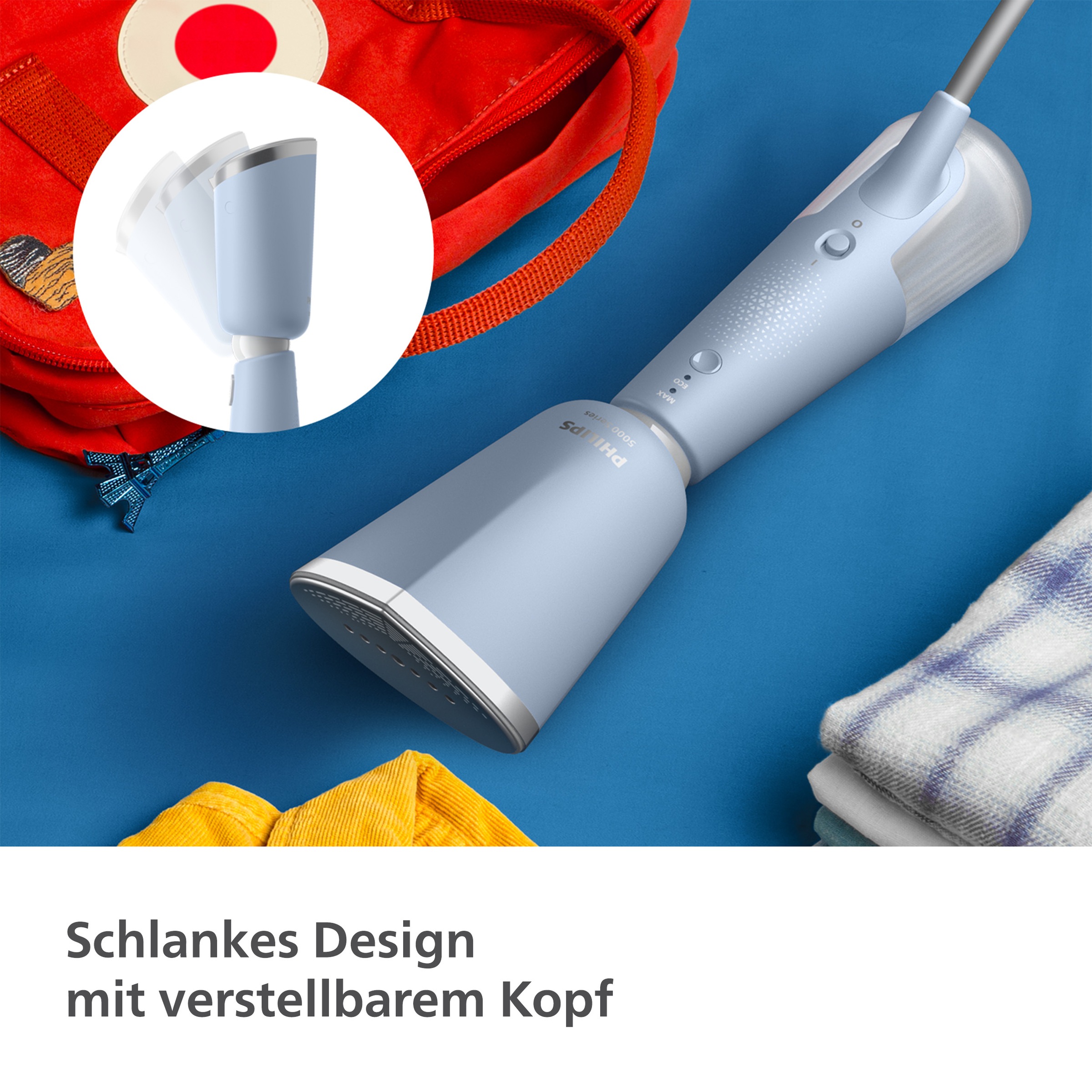 Philips Dampfbürste »STH5020 "Styler", 120 ml abnehmbarer Wassertank, Metallplatte«, 1400 W, Steamer im schlanken Design, 2-in-1 Handschuh und Tasche inkl.