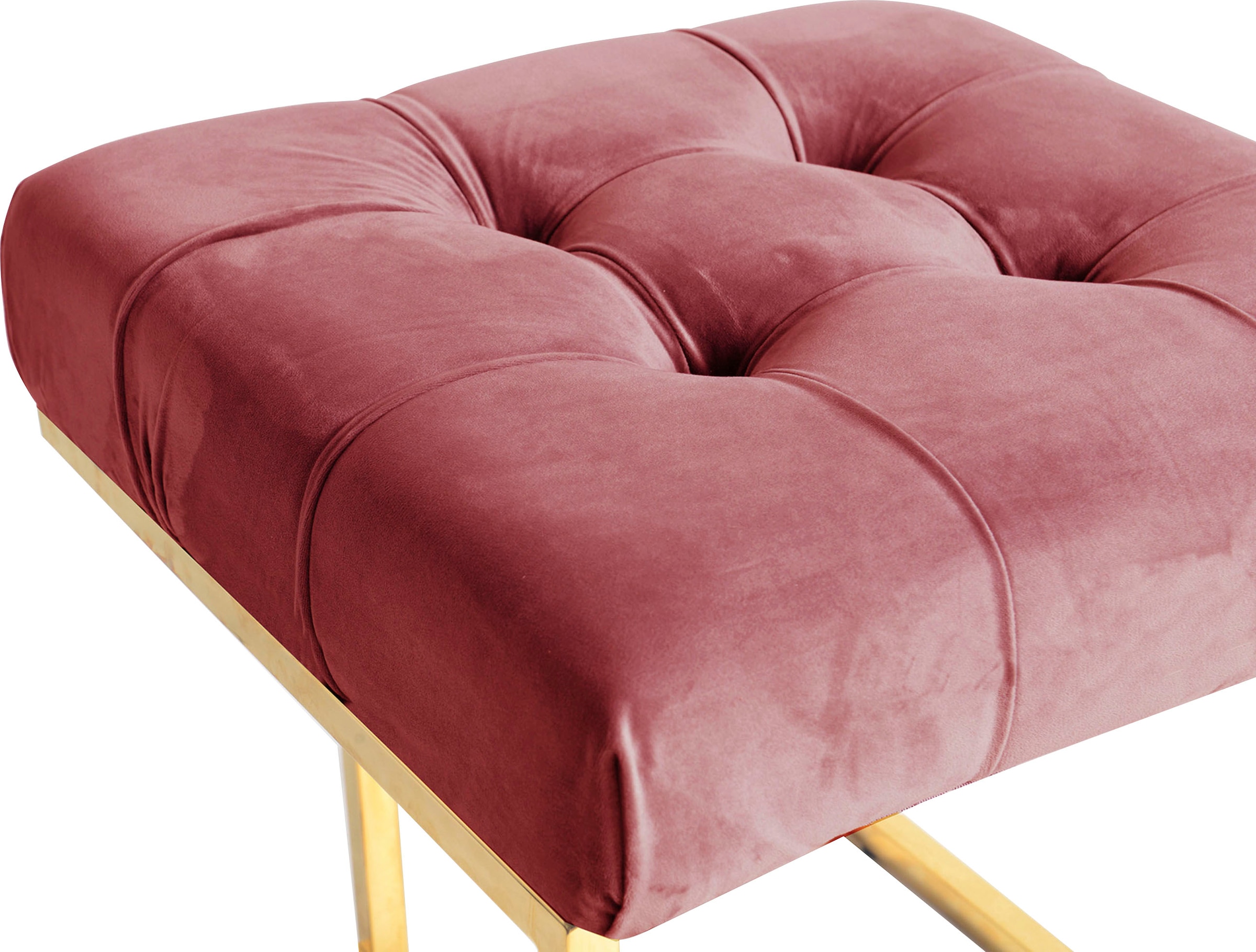 Kayoom Sitzhocker »Hocker Rare, Edler Touch durch goldenes Gestell«, (1 St.), eckig, samtweich, gesteppt, mit Zierknöpfen, Edelstahlgestell