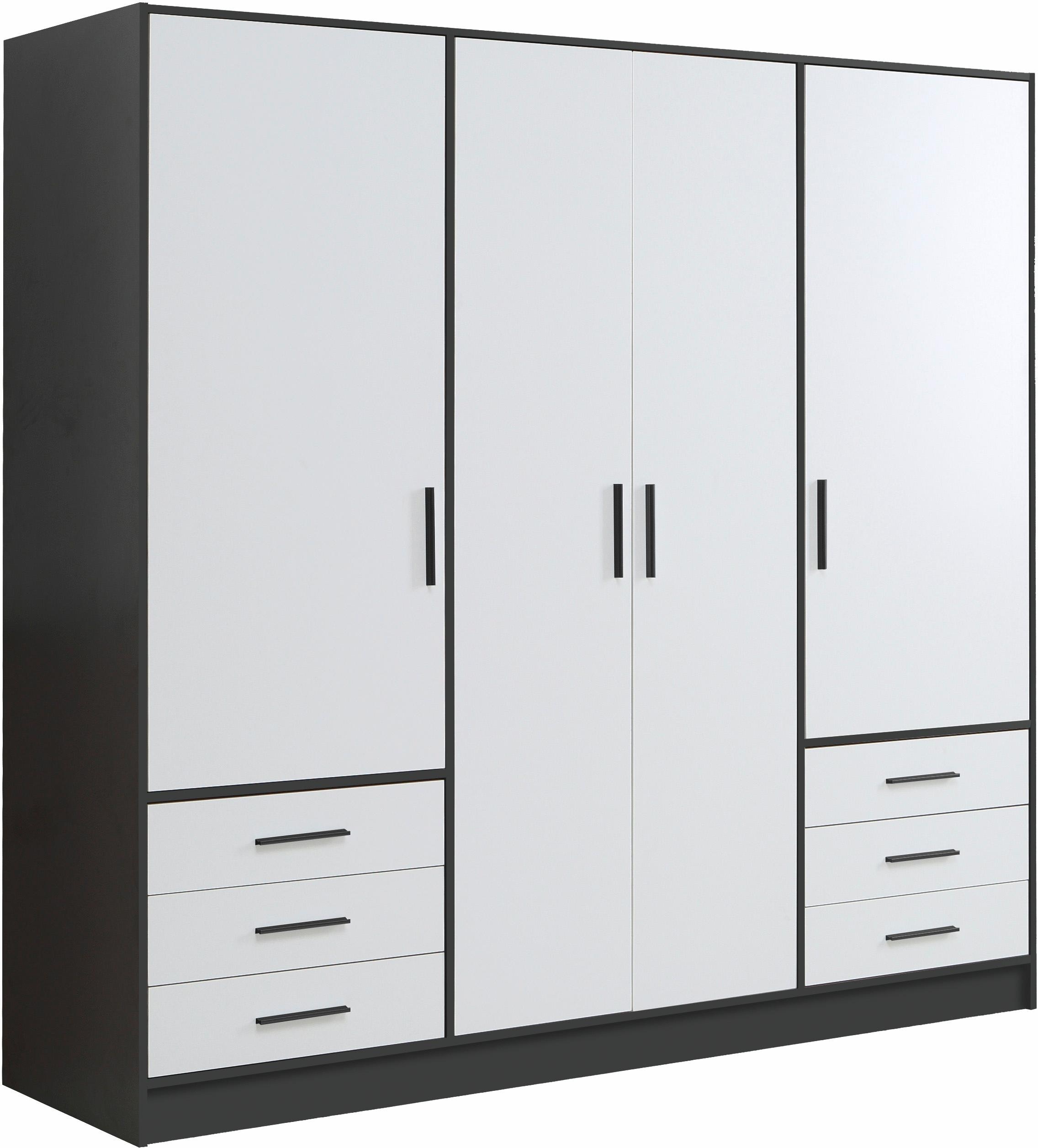 FORTE Kleiderschrank »Jupiter, Made in Europe, mit Schubladen«, (Maße (T/H): 60/200 cm), viel Stauraum, 2 Breiten und 4 Farben