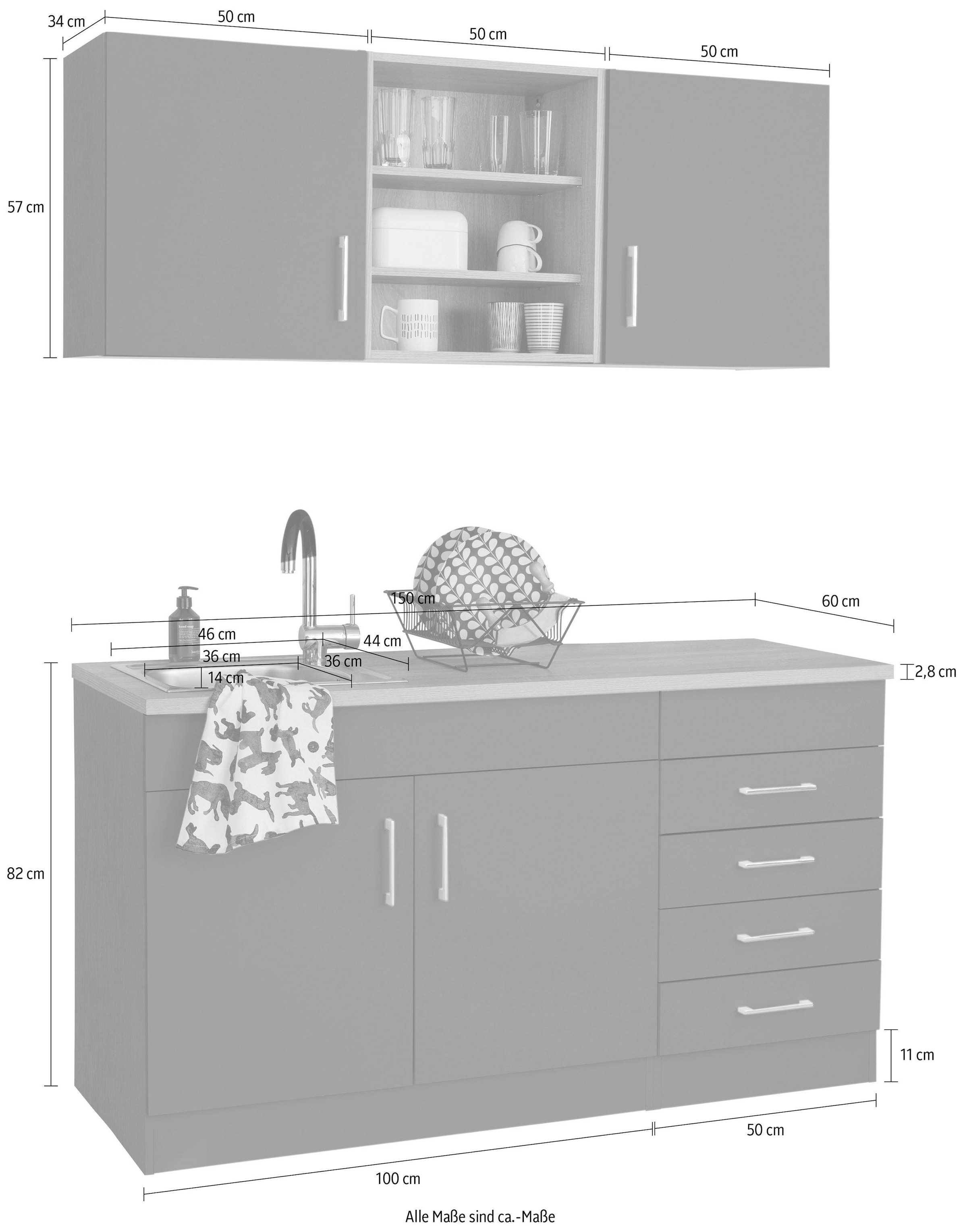wahlweise cm, E-Geräten Küche 150 Breite bequem »Mali«, MÖBEL mit HELD bestellen