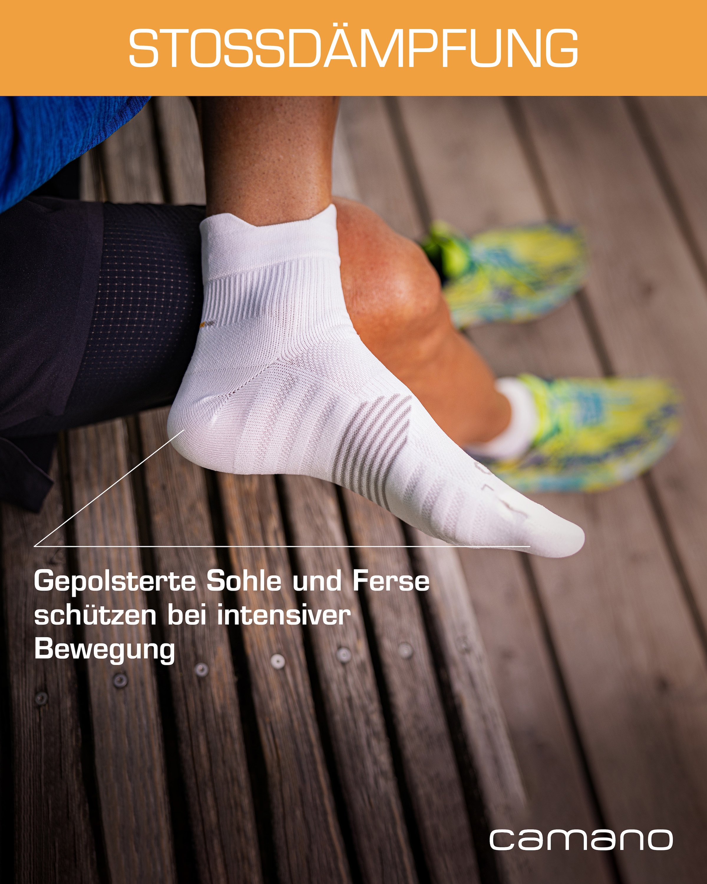 Camano Kurzsocken »function« 4 Stk. tlg. mit verstärkter Ferse und Spitze, Fußgewölbe-Stütze, gepolsterte Sohle