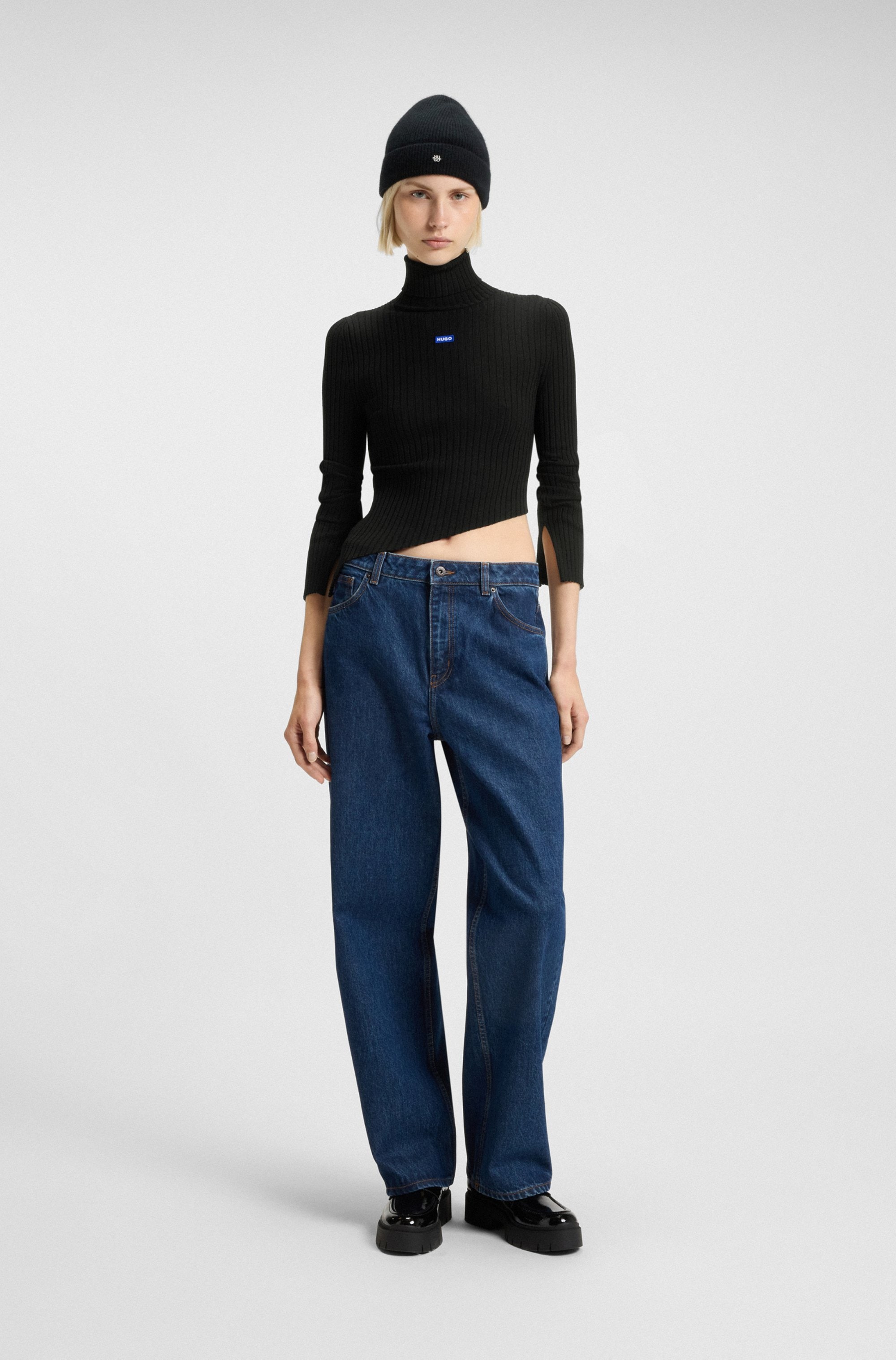 HUGO Blue Rollkragenpullover »Somyna«, Slim Fit, mit asymmetrischem Saum