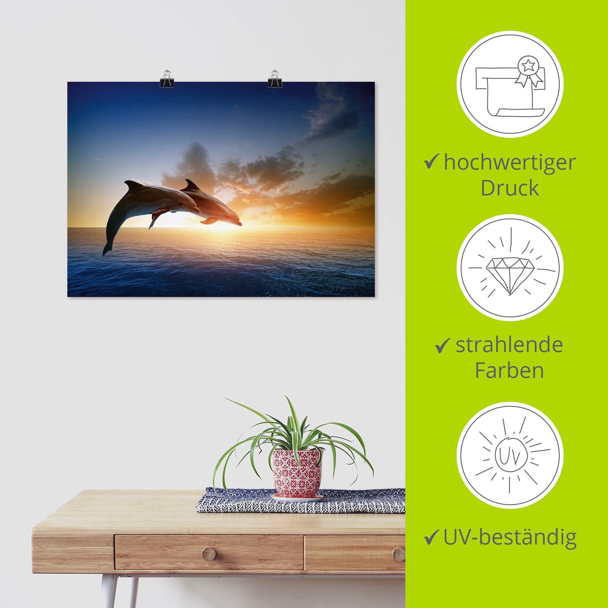 Artland Wandbild »Delfinpaar« Wassertiere 1 Stk. tlg. als Leinwandbild, Poster, Wandaufkleber in verschied. Größen