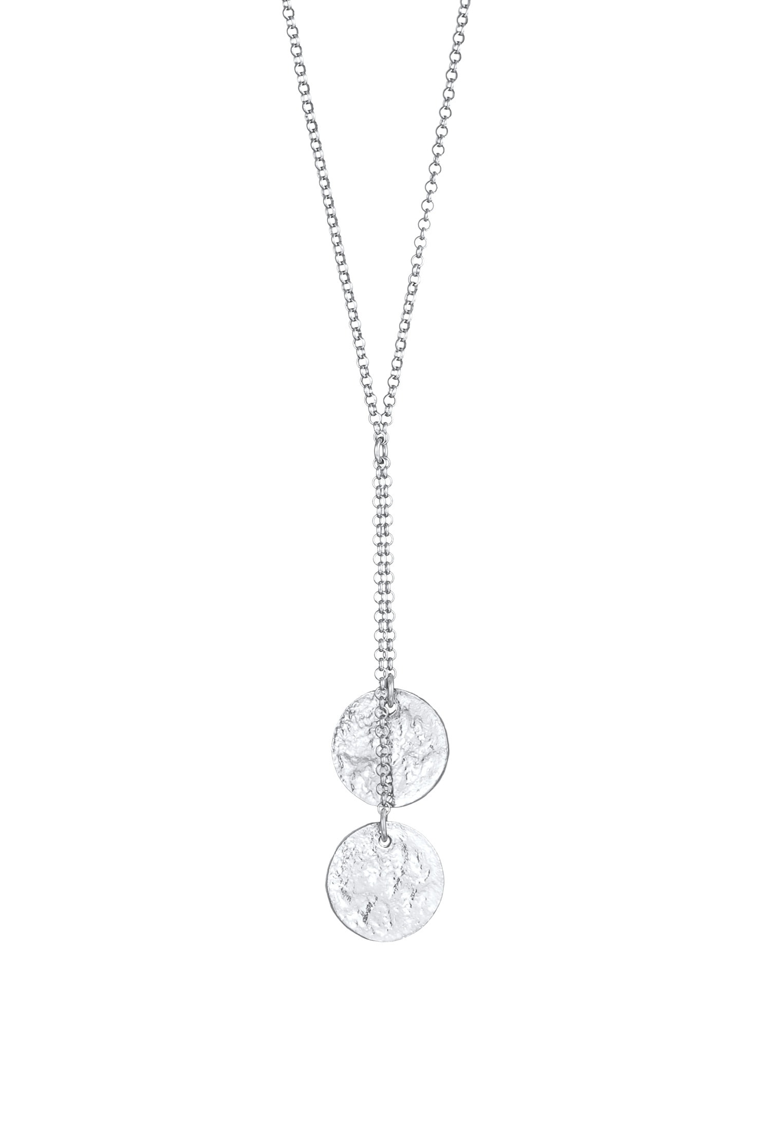 Elli Lange Kette »Halskette Y-Kette Plättchen Coin Strukturiert 925 Silber«