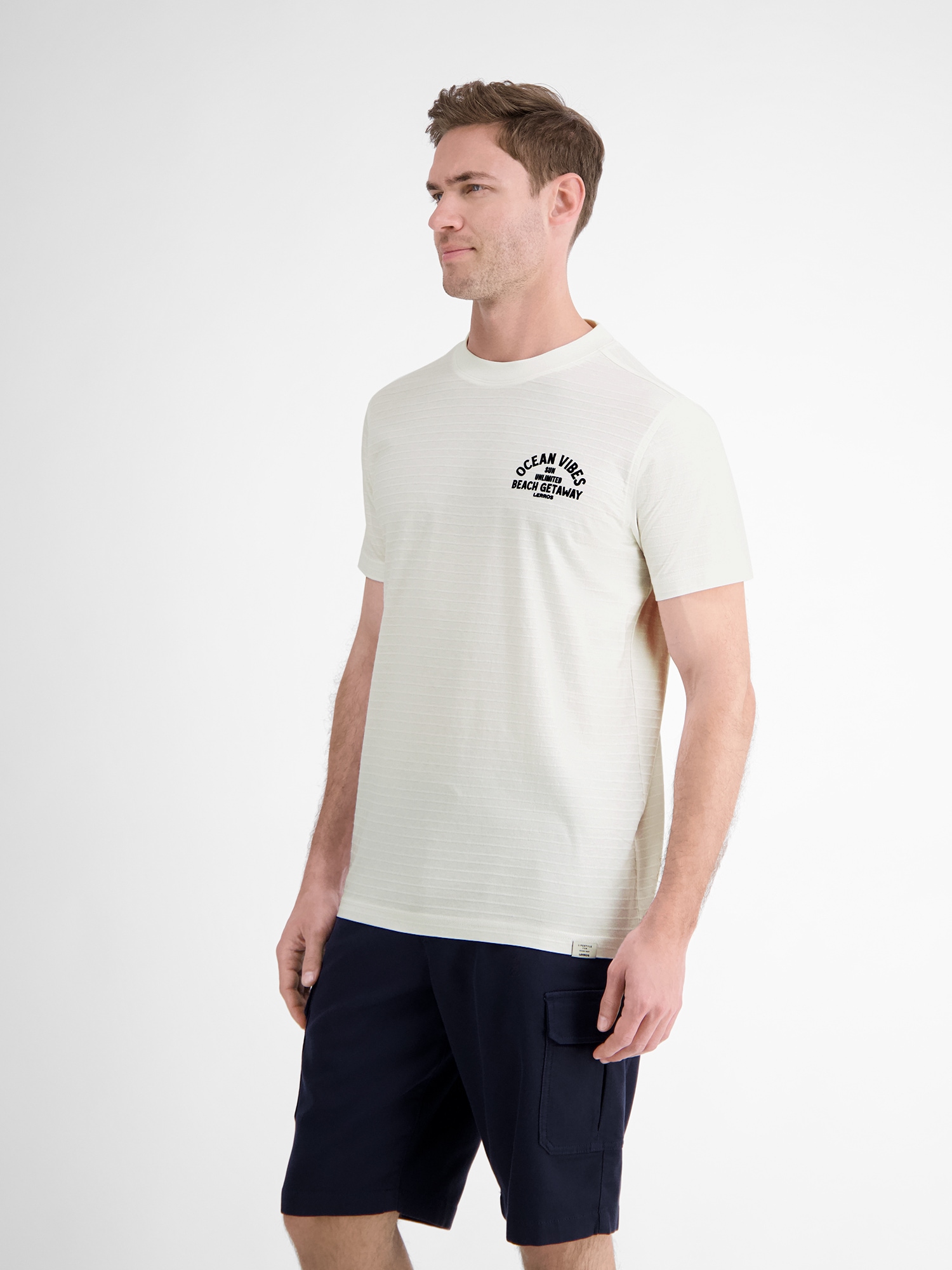 LERROS T-Shirt »Gestreiftes T-Shirt mit Front und Backprint«