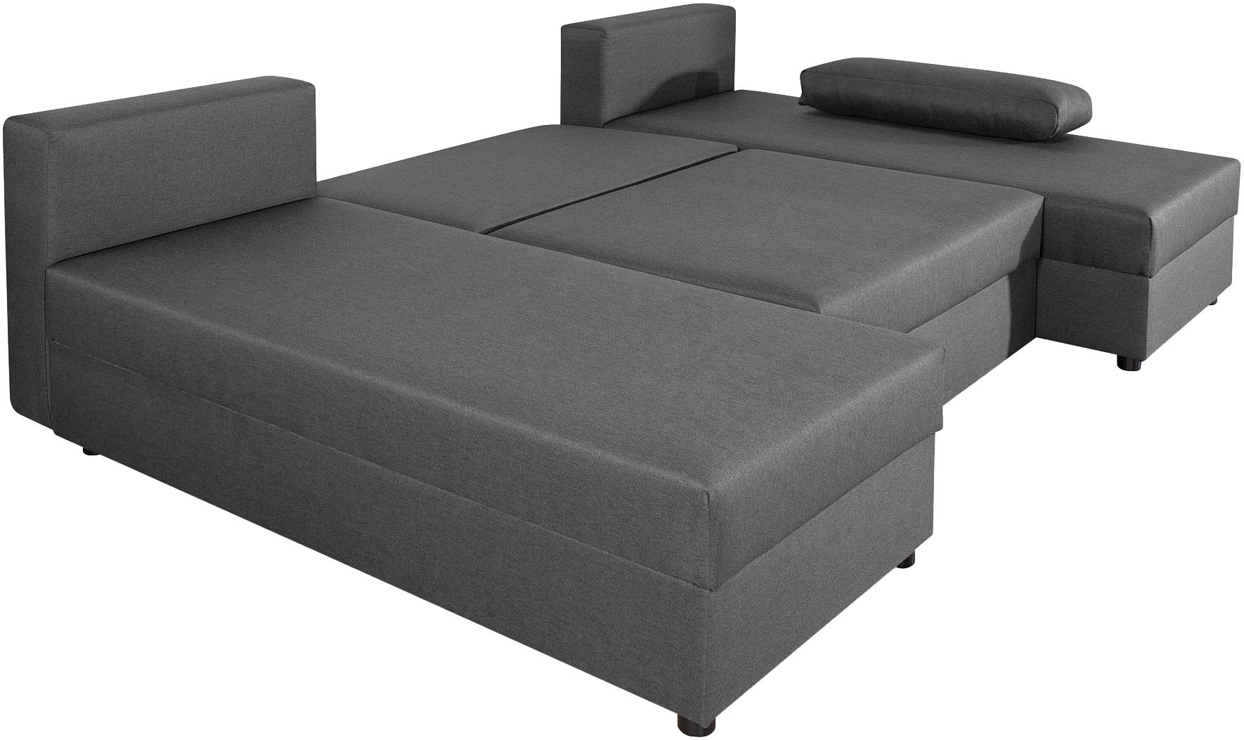 COLLECTION AB Wohnlandschaft »Pico U-Form, Breite 220, mit Schlaffunktion, Bettkasten & Zierkissen«, Wohnlandschaft,2 X Ottomane,Polyätherschaum Polsterung