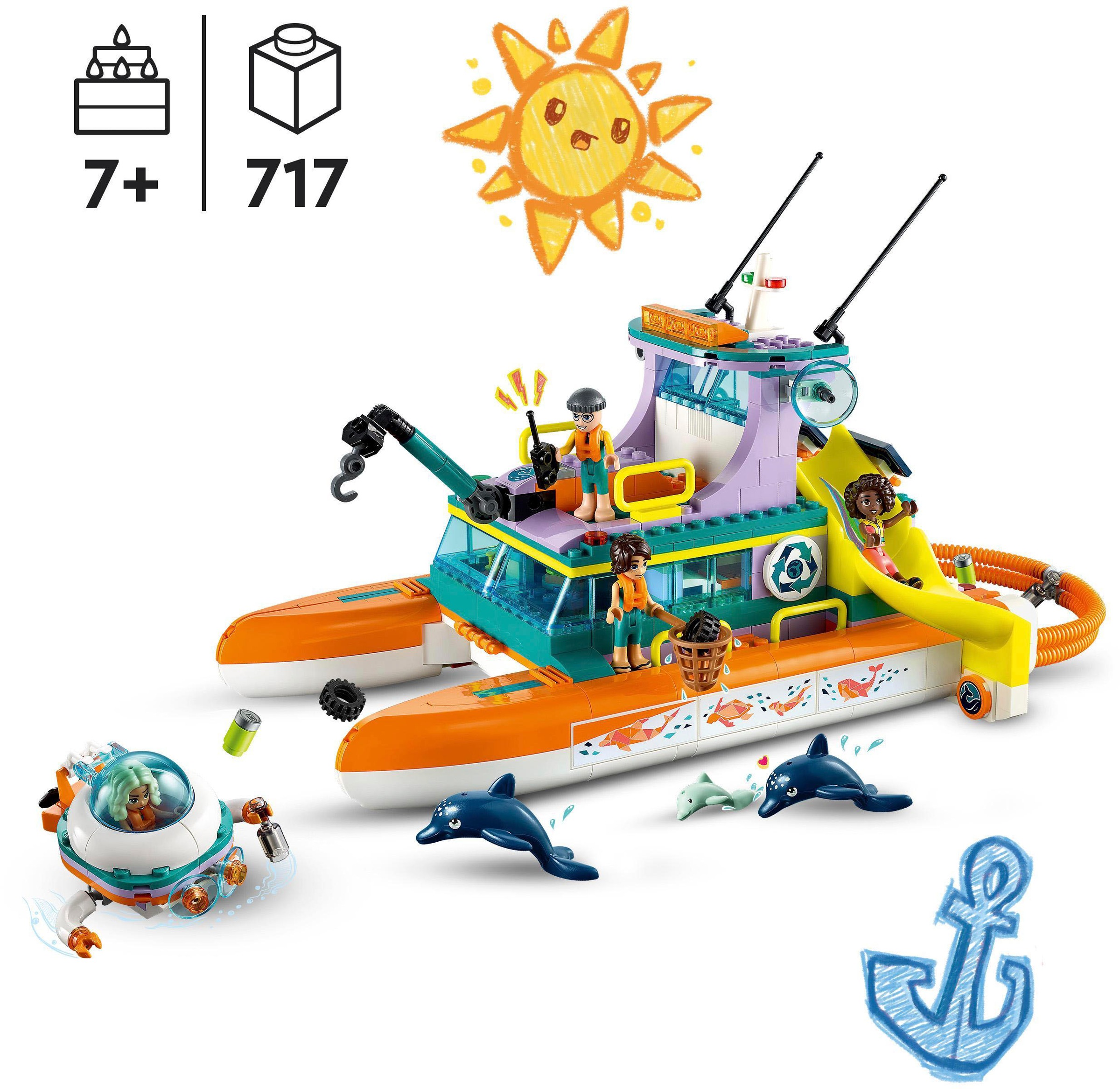 LEGO® Konstruktionsspielsteine »Seerettungsboot (41734), LEGO® Friends«, (717 St.), Made in Europe