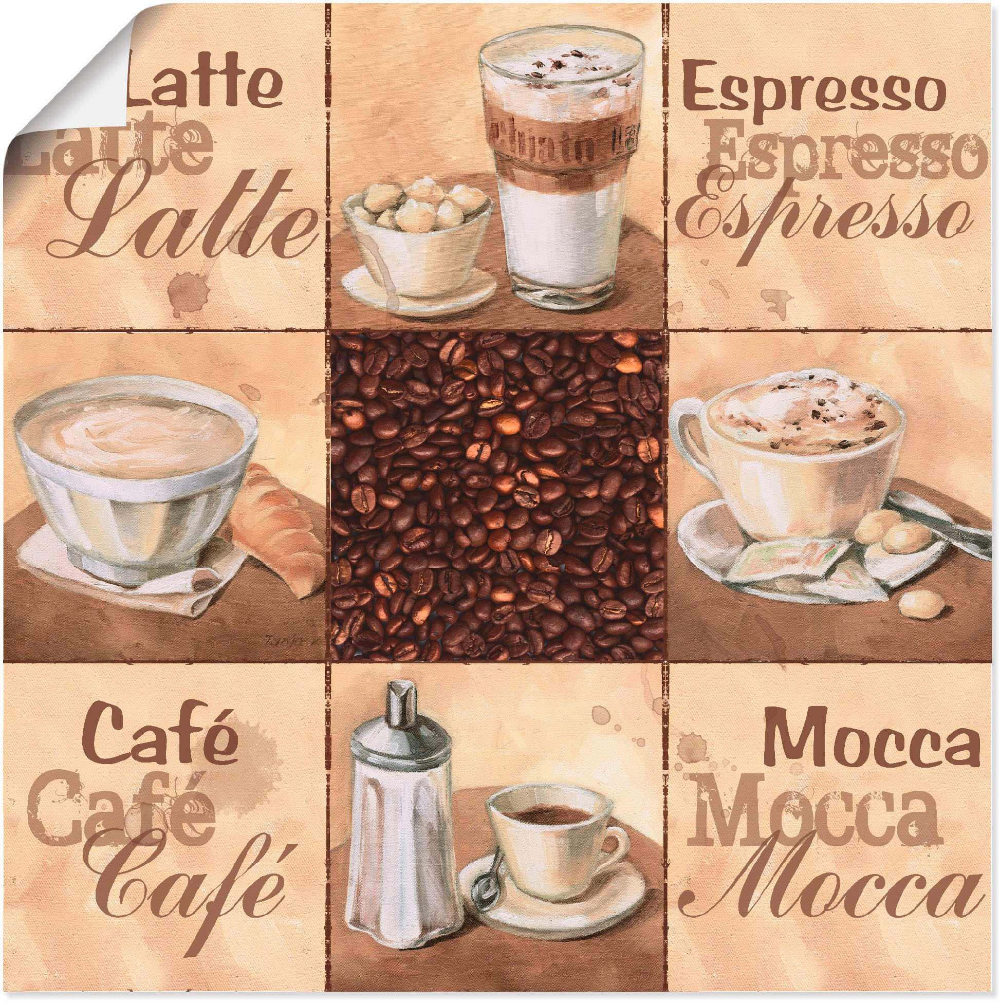 Artland Wandbild »Kaffee Collage II«, Getränke, (1 St.), als Alubild,  Leinwandbild, Wandaufkleber oder Poster in versch. Größen bequem bestellen