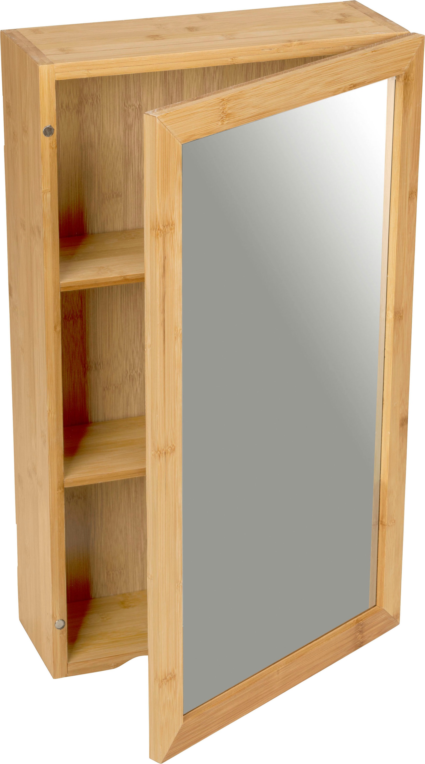 WENKO Badregal »Bambusa«, mit Spiegel, Magnetverschluss und zwei Mittelböden