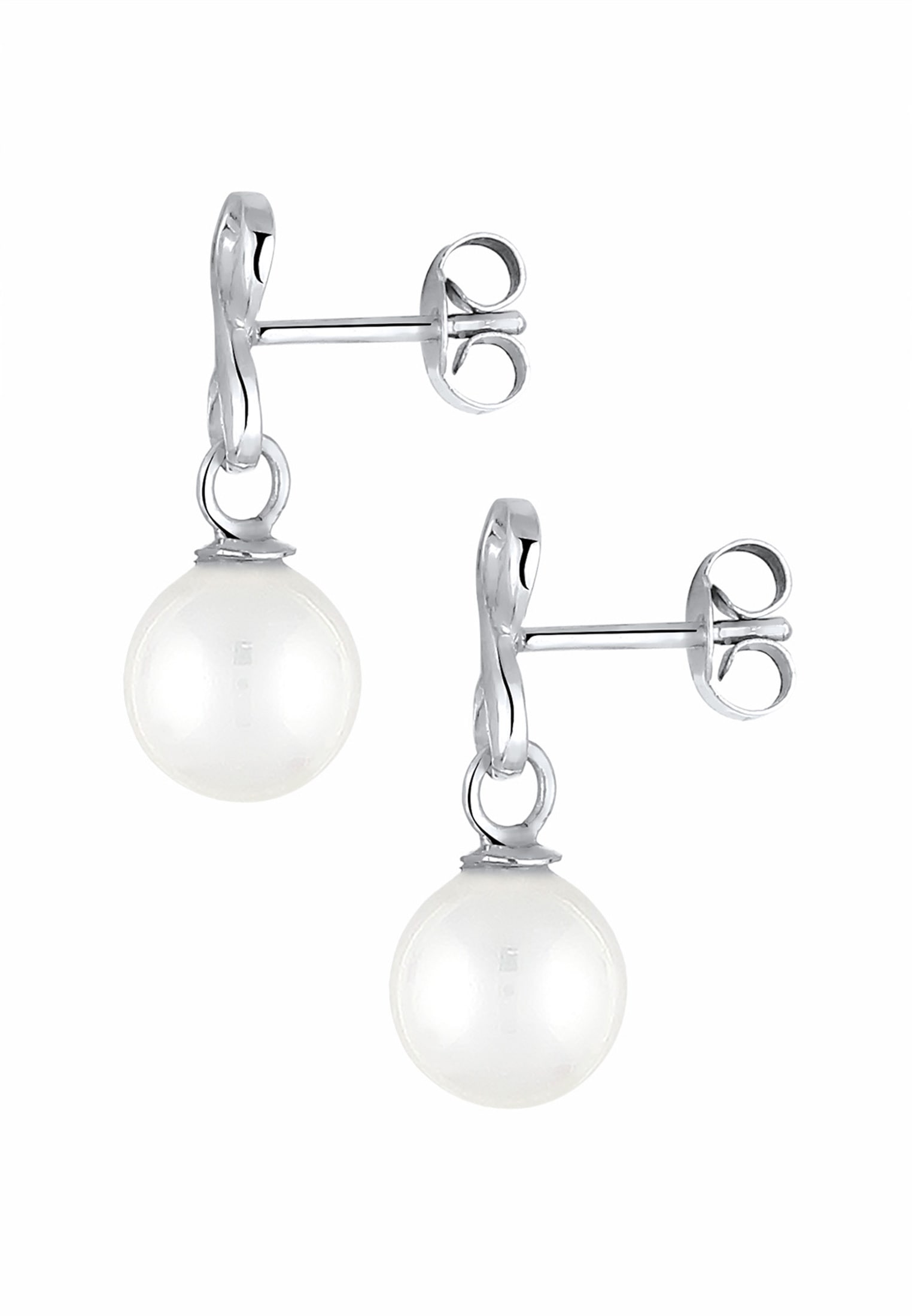 Elli Paar Ohrhänger »Ohrringe Ohrhänger kurz Infinity Muschelkernperle Weiß 925 Sterling Silber«