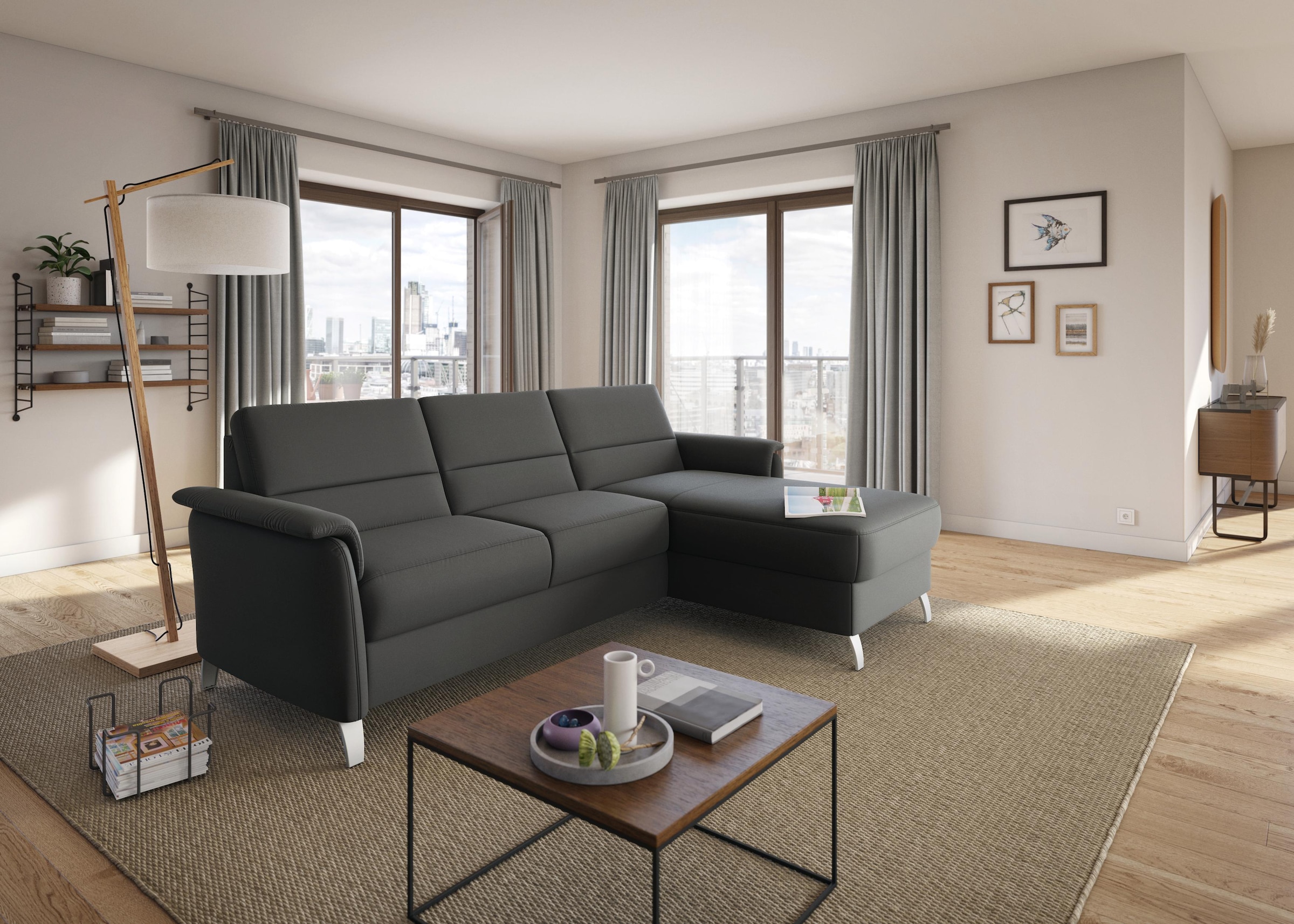 sit&more Ecksofa »Palmera L-Form, B: 244 cm« optional Bettfunktion & Bettkasten, Federkern