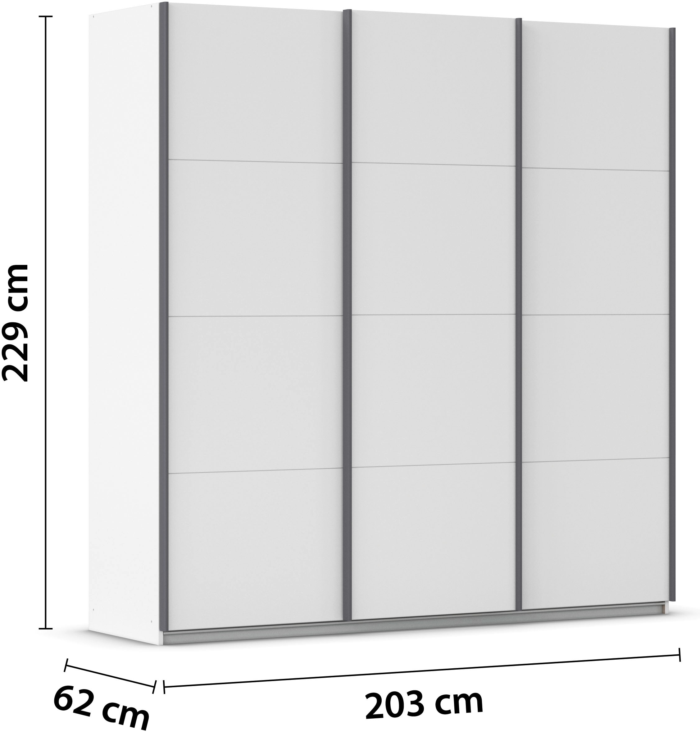 rauch Schwebetürenschrank »Kleiderschrank Schrank Garderobe AGORDO mit Dekor- oder Hochglanzfront«, (in zwei Griff-Farben), durchdachte Innenausstattung, in 4 Breiten und 2 Höhen MADE IN GERMANY