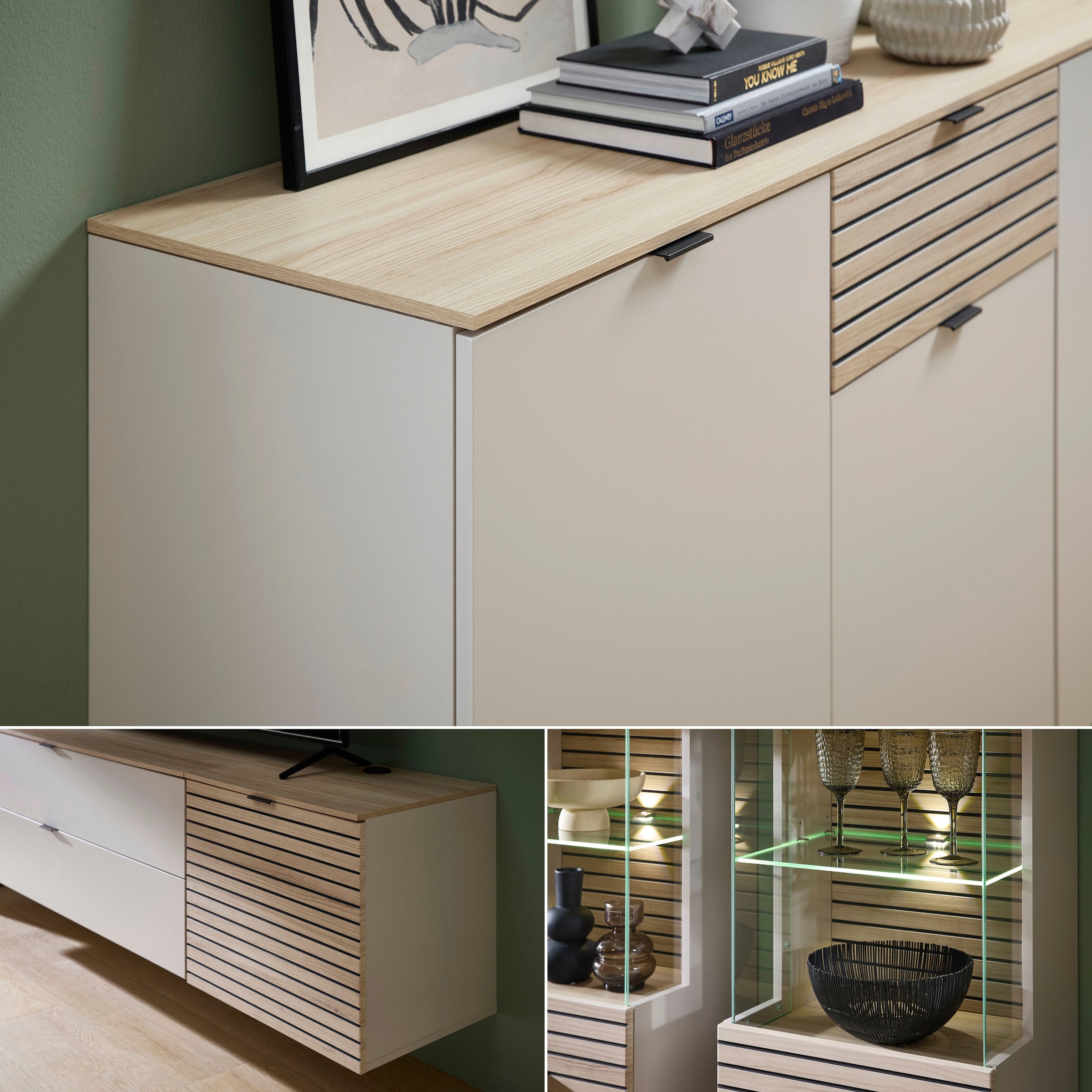 Innostyle Highboard »INA« 1 Stk. tlg. 3 türig, 4 Schubladen, inkl. Beleuchtung, Softclose