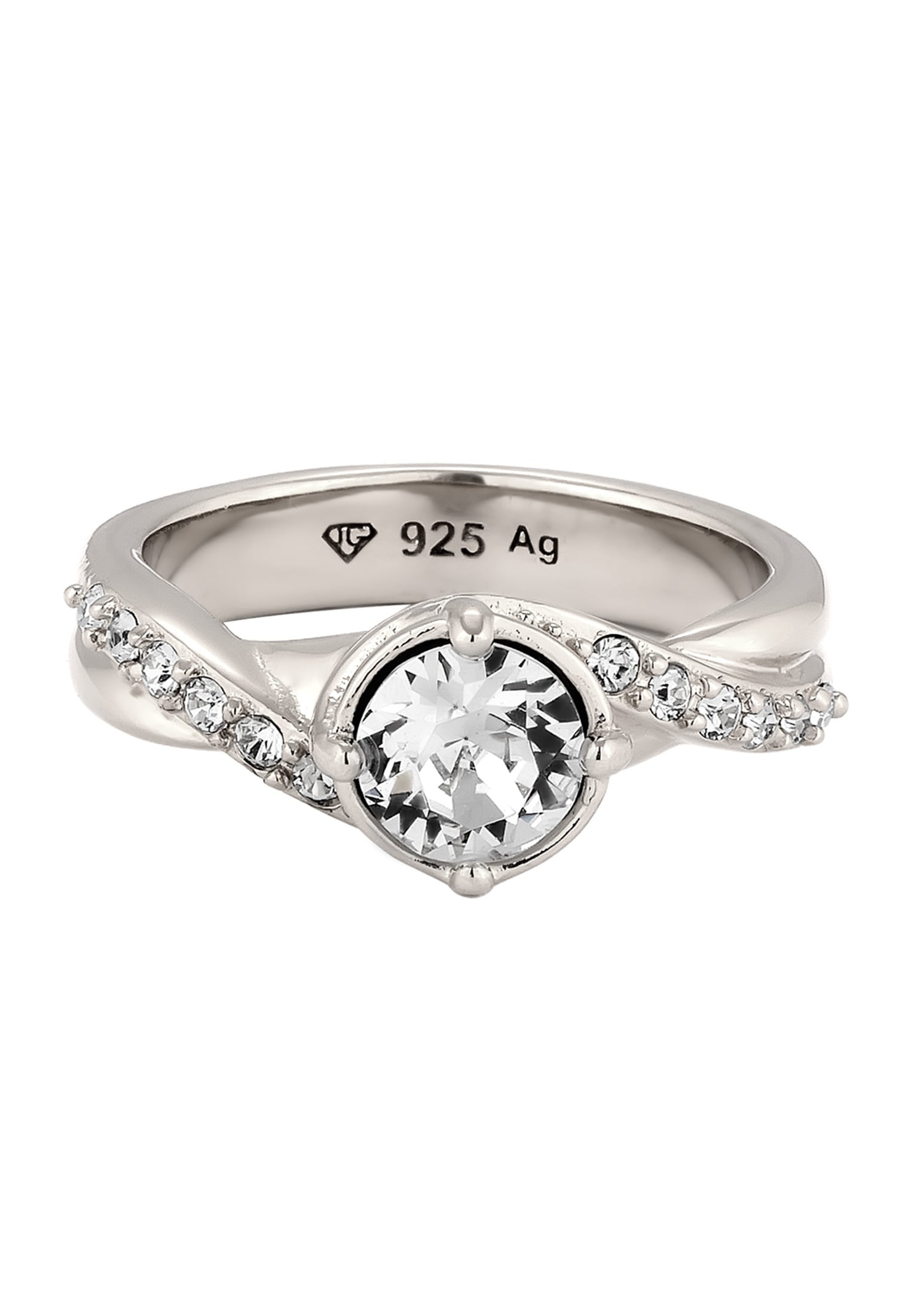 Elli Silberring »Ring Solitär Verlobungsring Glas Kristalle Weiß 925 Sterling Silber«