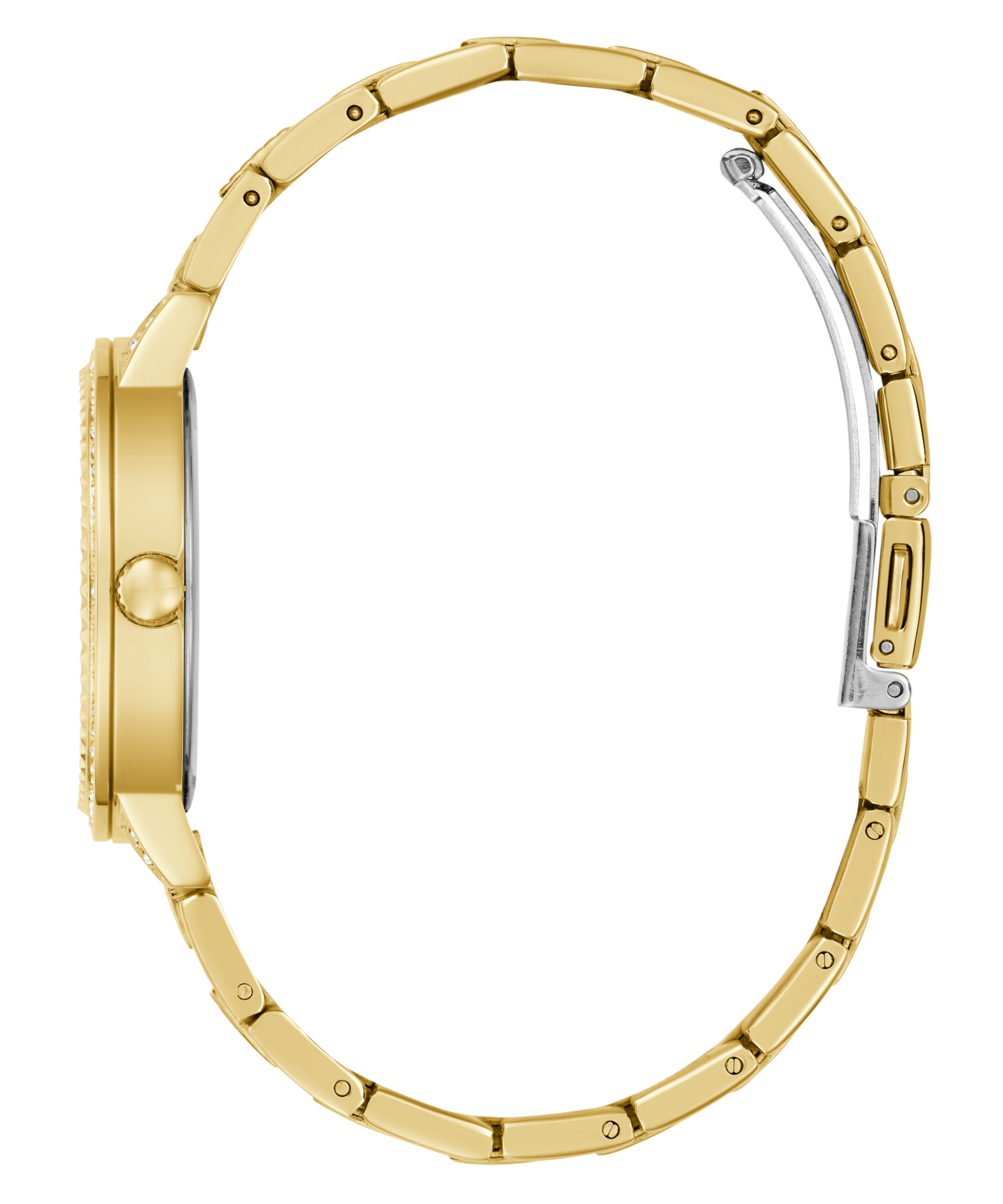 Guess Quarzuhr »G LACE« Armbanduhr, Damenuhr, Edelstahlarmband, Kristallsteine