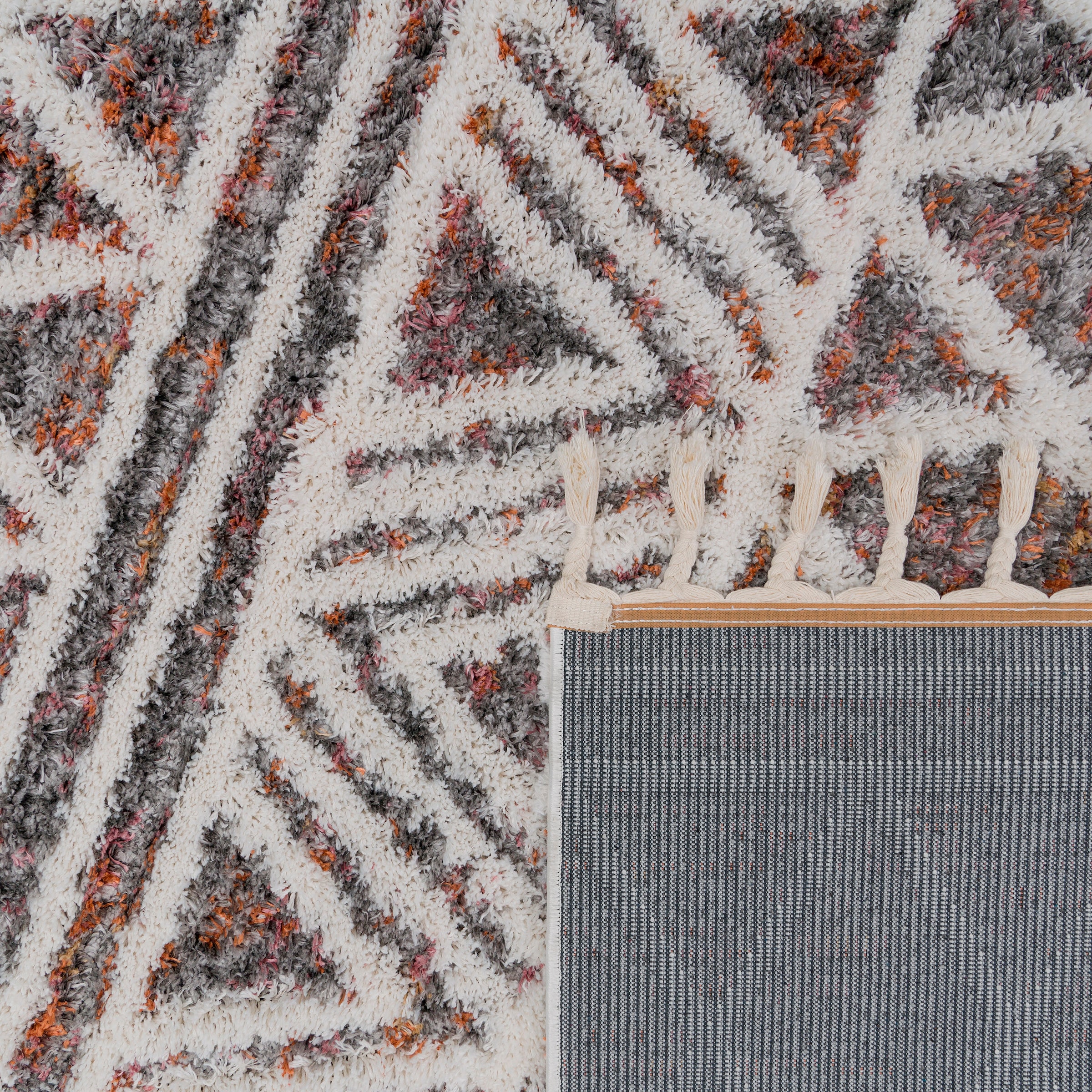 Paco Home Hochflor-Teppich »Monza 652«, rechteckig, 34 mm Höhe, meliert, Rauten Muster, 3D-Effekt, mit Fransen