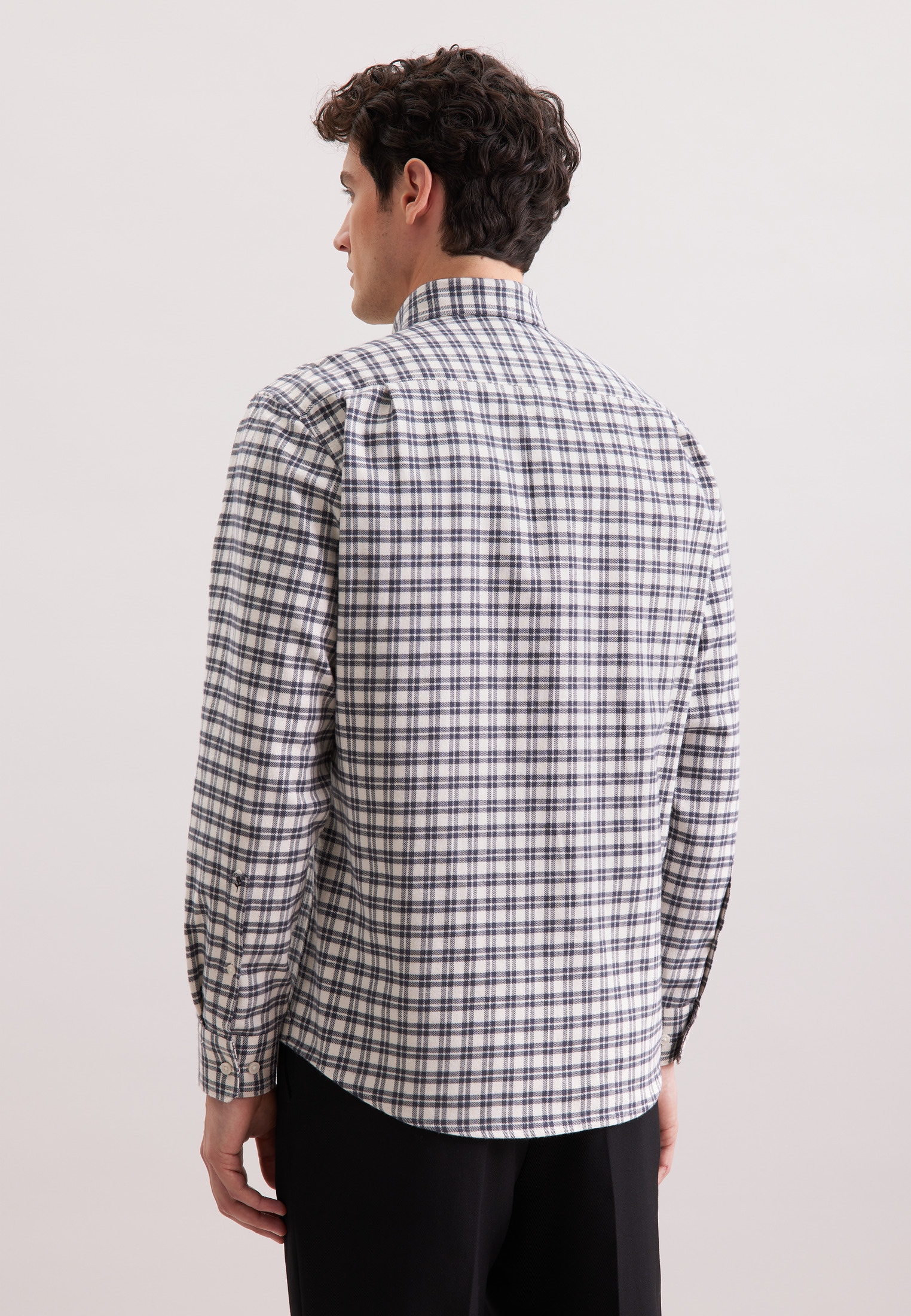 seidensticker Flanellhemd Regular 1/1 Button-Down-Kragen Karo