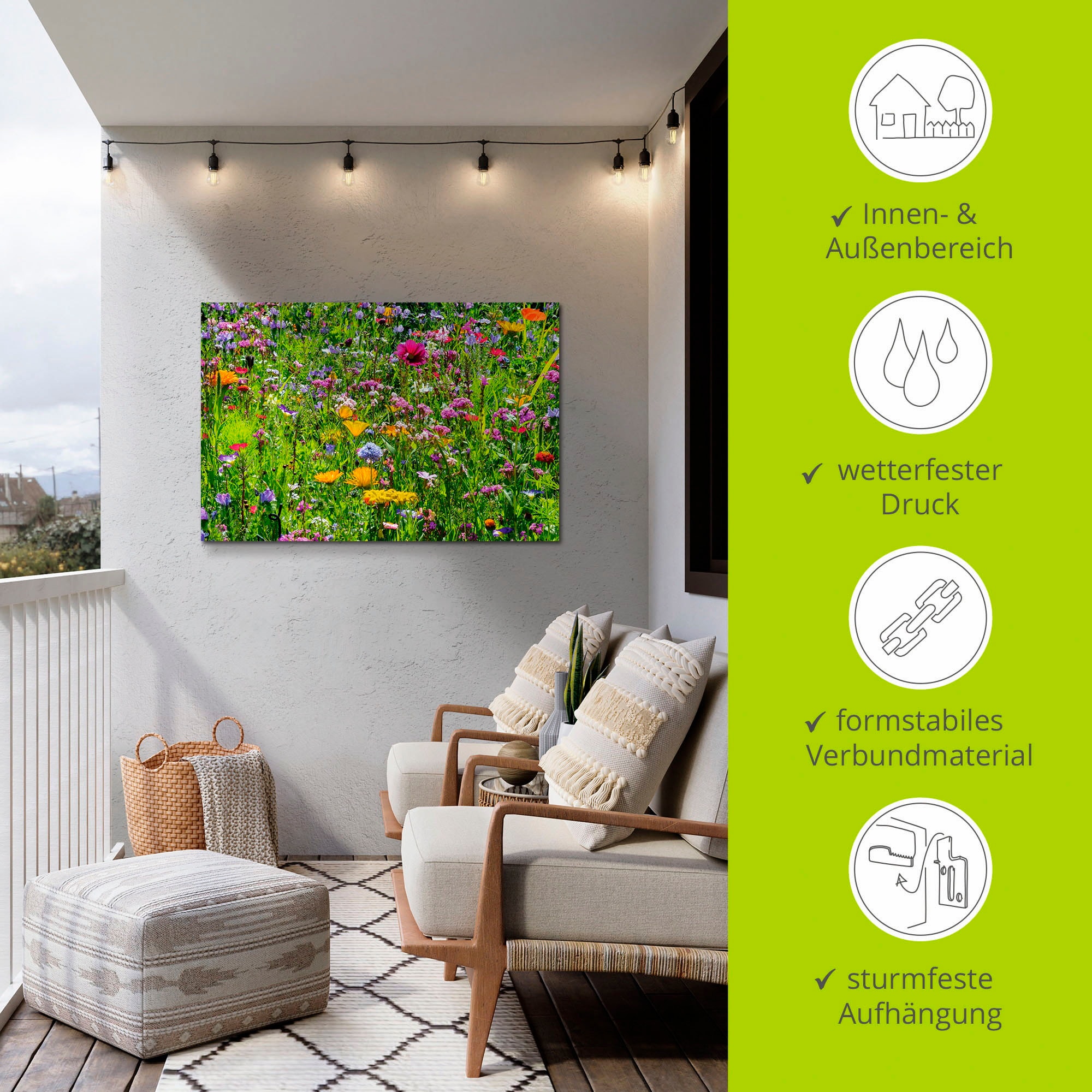 Artland Wandbild »Bunte Blumenwiese« Blumenwiese 1 Stk. tlg. als Alubild, Outdoorbild, Leinwandbild, Poster, Wandaufkleber