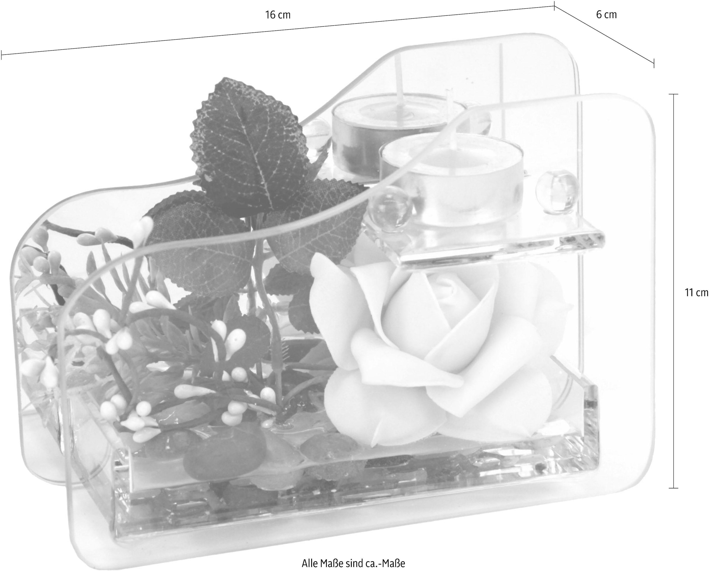 kaufen XXL mit | im »Rose Garantie mit 3 I.GE.A. Kunstpflanze Jahren online Teelicht« Glas