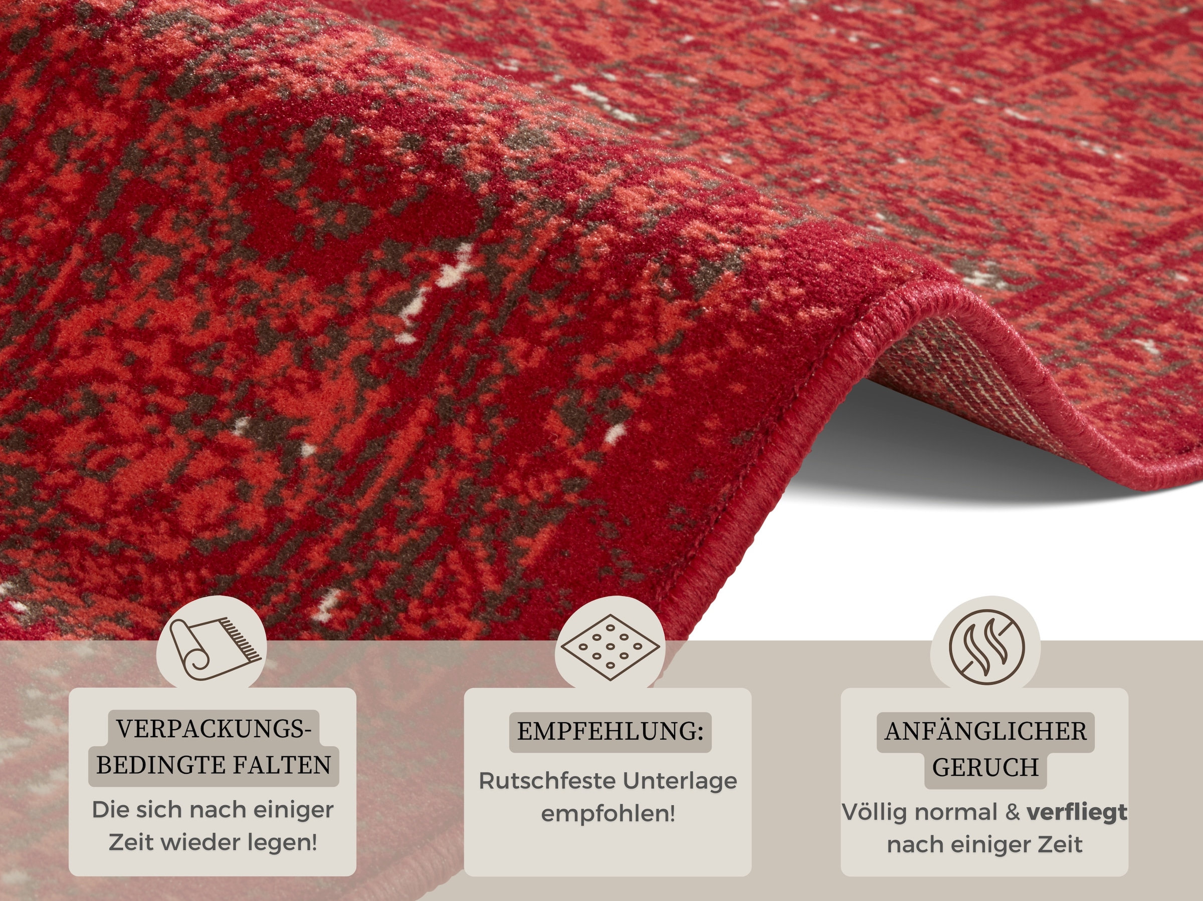 HANSE Home Teppich »Plume« rechteckig 9 mm Höhe Kurzflor, Used-Look, Teppich, Vintage, Esszimmer, Wohnzimmer, Flur