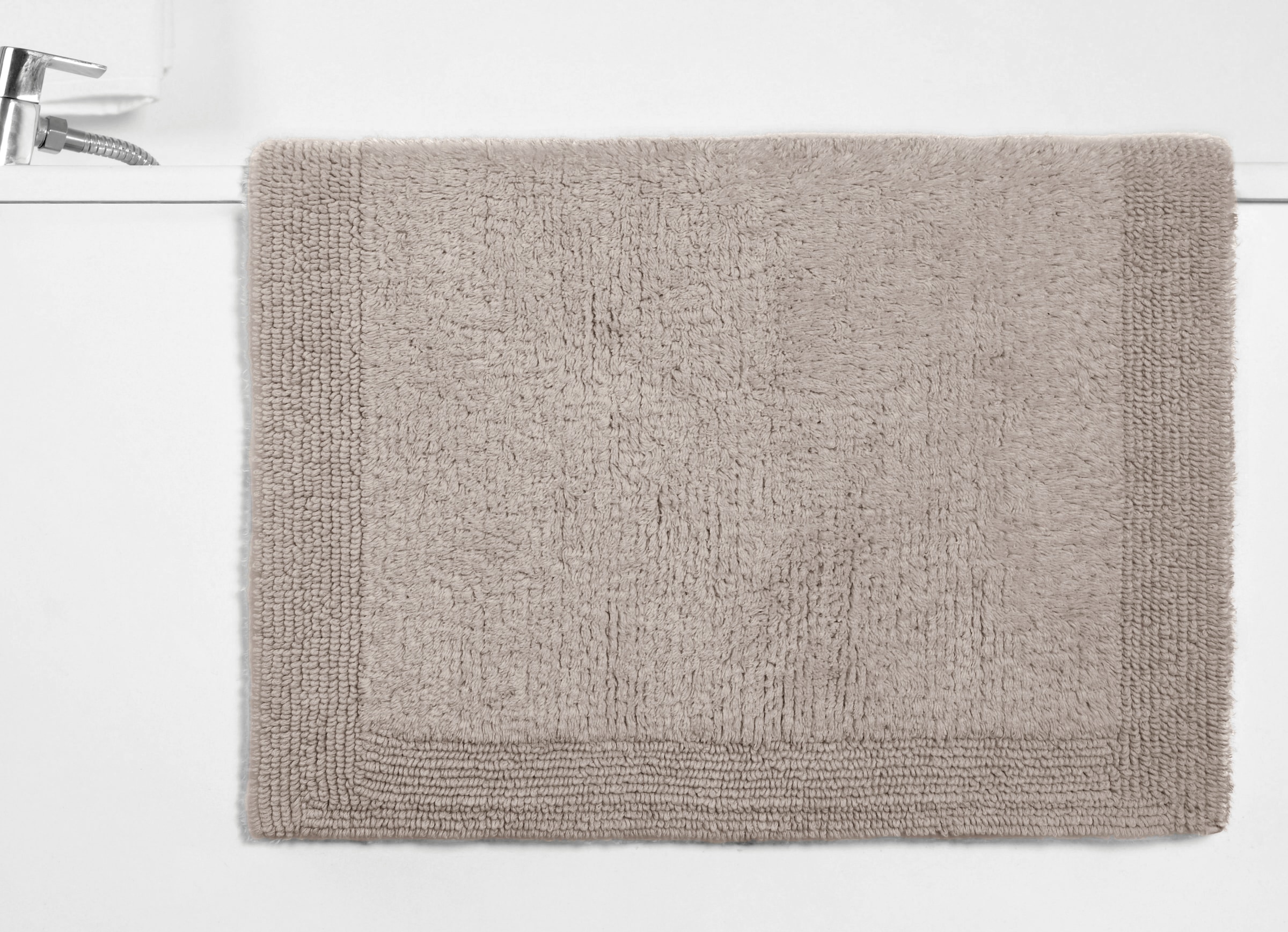 OTTO home Badematte »Kapra, Badvorleger, Badezimmer Teppich« Höhe 14 mm beidseitig nutzbar | fußbodenheizungsgeeignet | strapazierfähig mit Bordüre, Badteppich, Badematte, Baumwolle