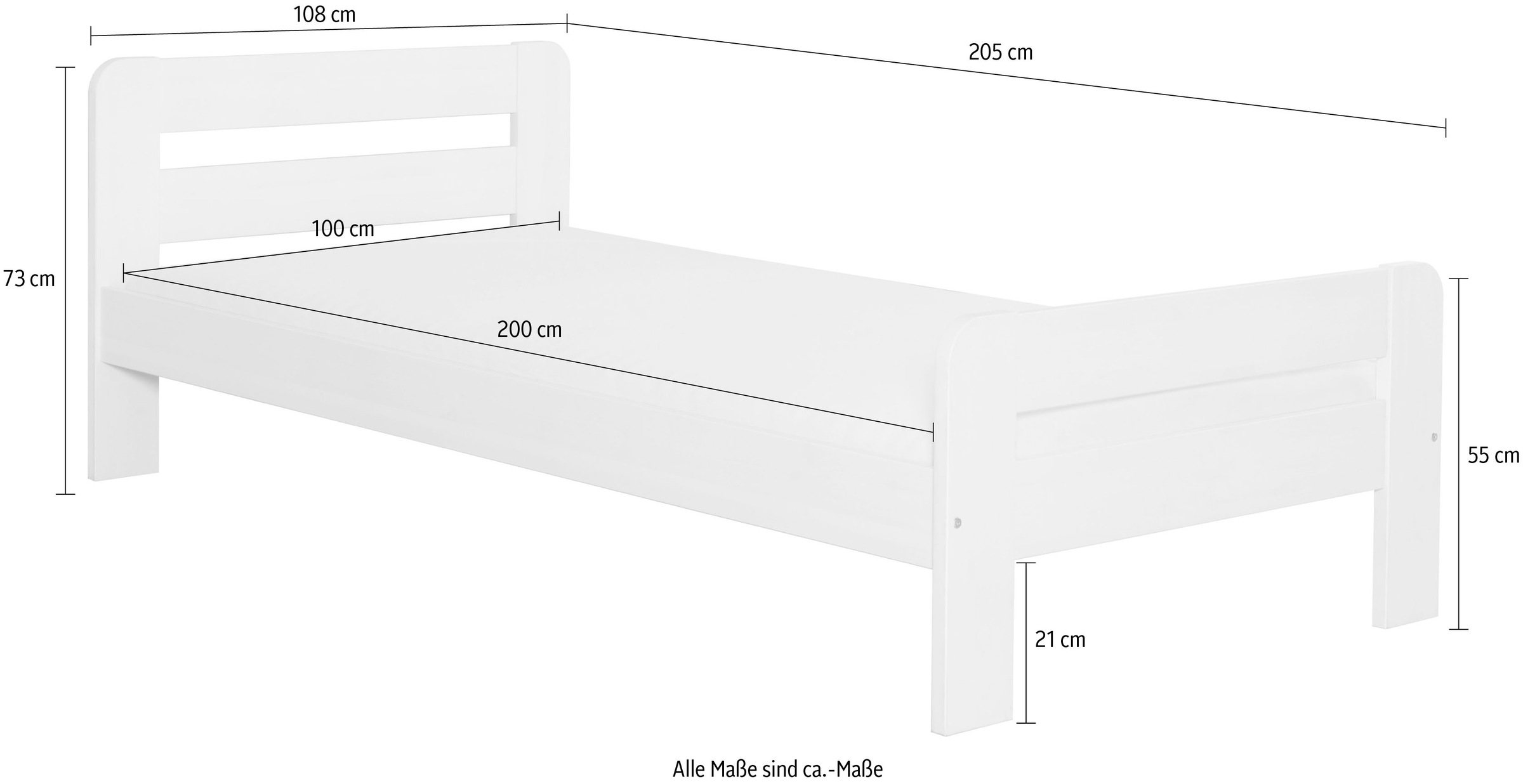 Ticaa Massivholzbett »"Bert", FSC®-zertifiziert (Kiefer), Jugendbett, mit Lattenrost«, (90x200cm, 100x200cm, 140x200cm), ideal für das Kinder- und Jugendzimmer, Massivholz