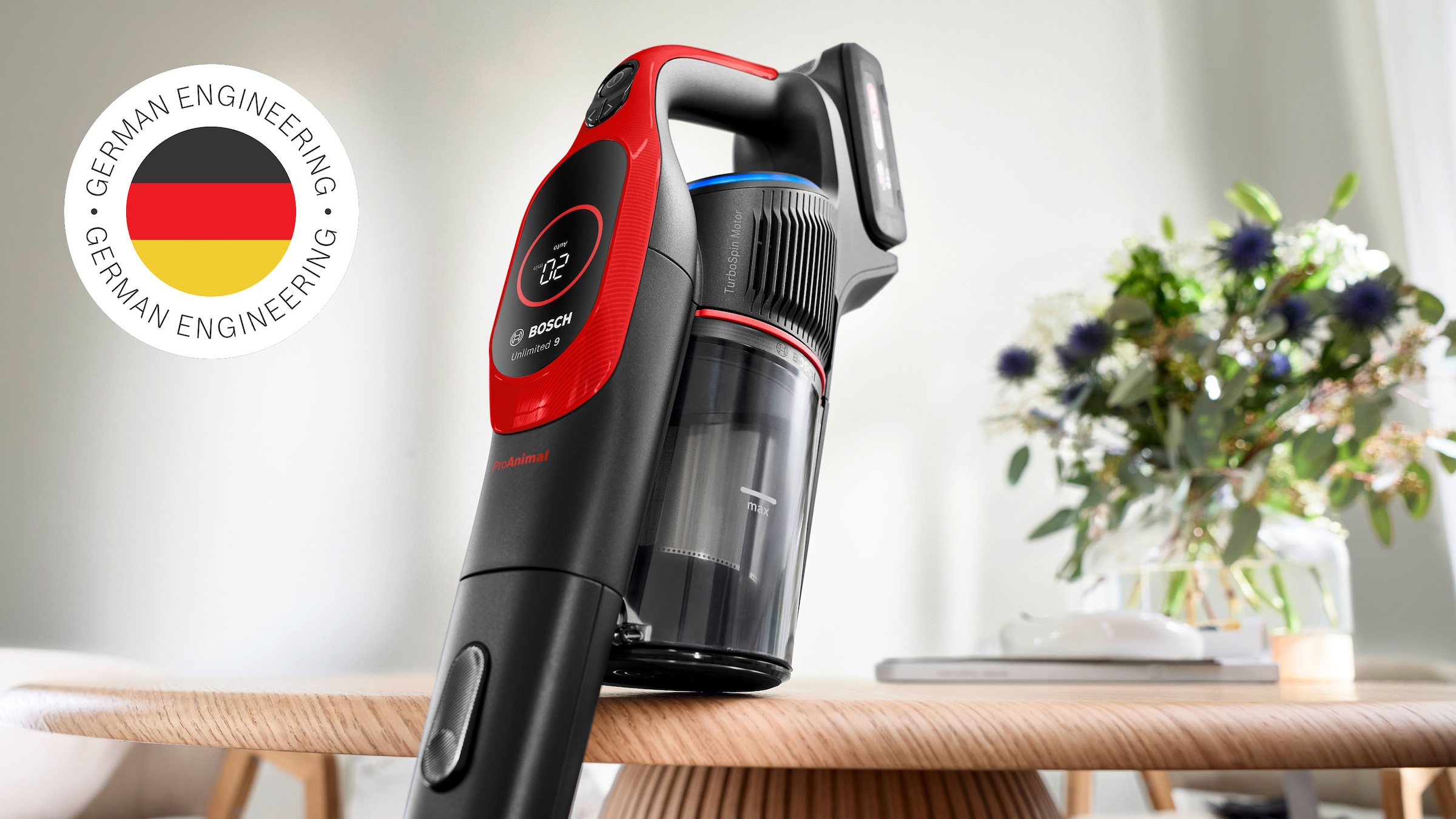 BOSCH Akku-Stielstaubsauger »Unlimited 9 ProAnimal BKS941PET, MicroClean™ Technology« HEPA-Filtersystem, 10 Jahre Motorgarantie, Schnellladegerät, LED Licht