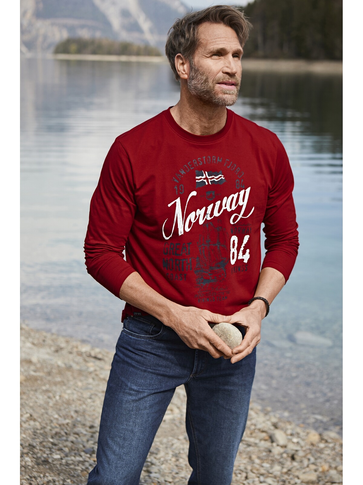 Jan Vanderstorm Rundhalsshirt »Langarmshirt NIELSON«, (1 tlg.), im bequemen Comfort Fit