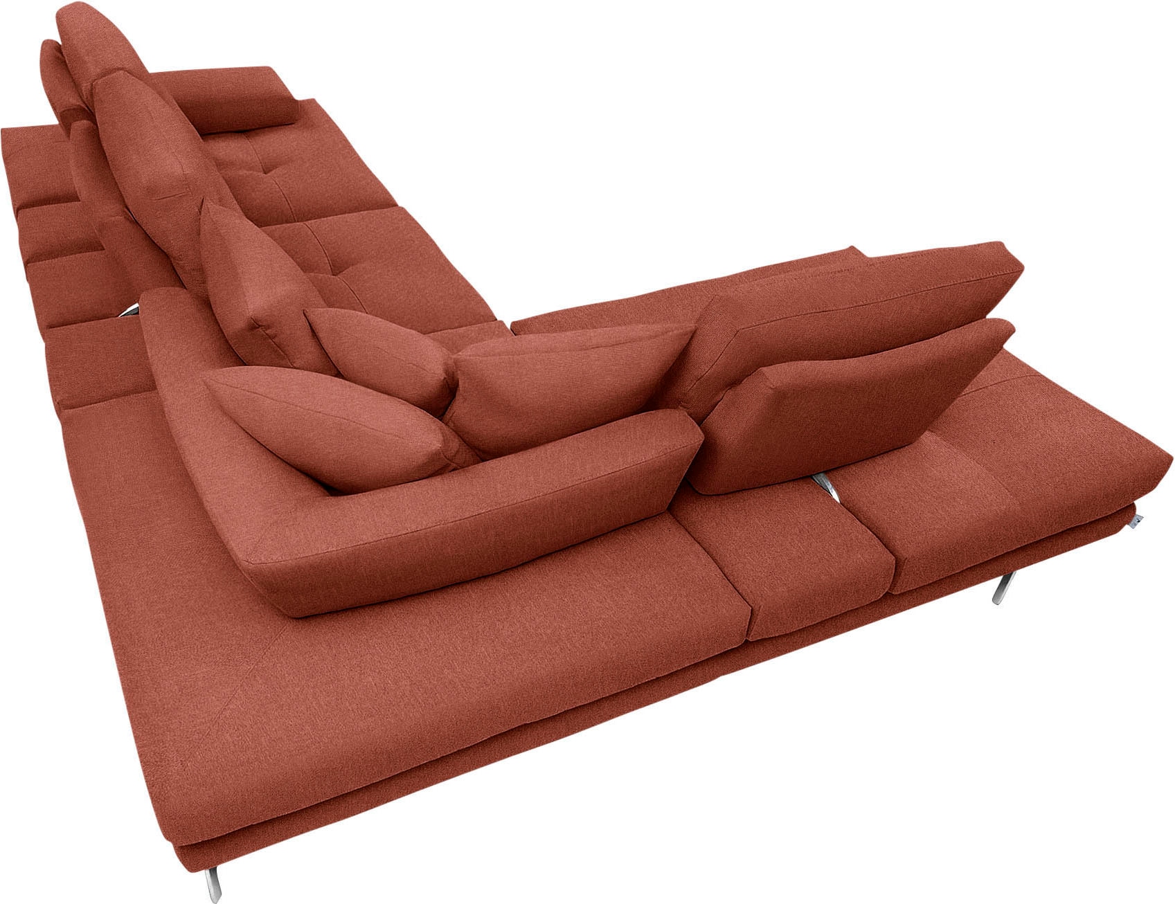 CALIA ITALIA Ecksofa »Toby Wing, L-Form, Designsofa mit sensationellem Sitzkomfort«, Sitztiefenverstell.,wahlw. mit Kissen-Set, Füße chrom glänzend
